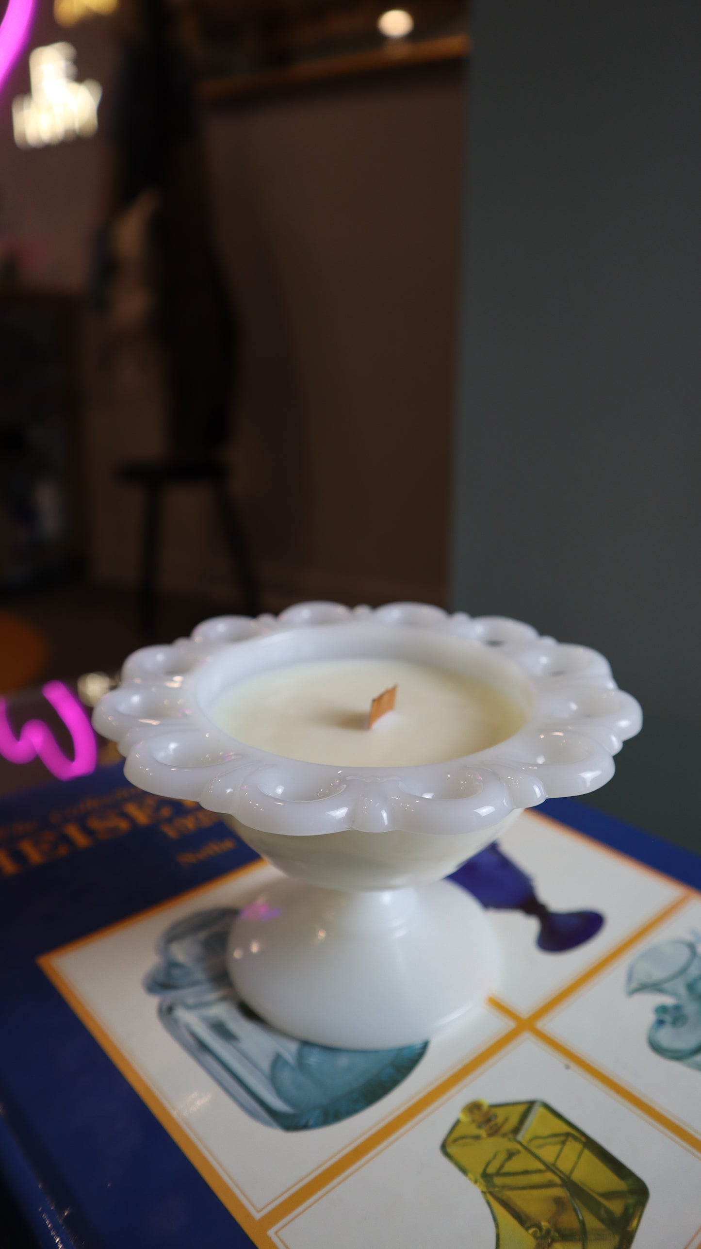 Milk Glass Candle Bowl