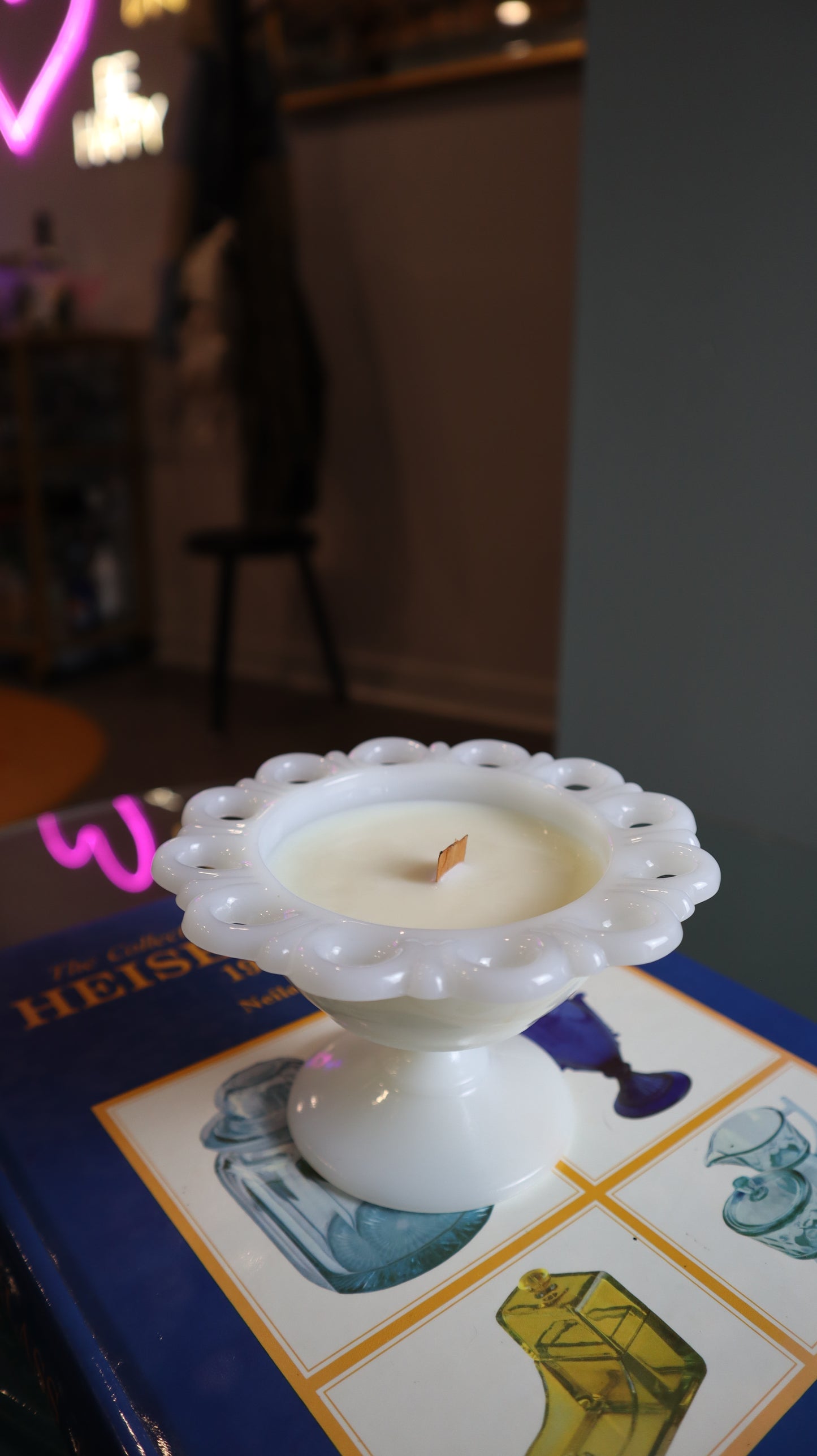 Milk Glass Candle Bowl