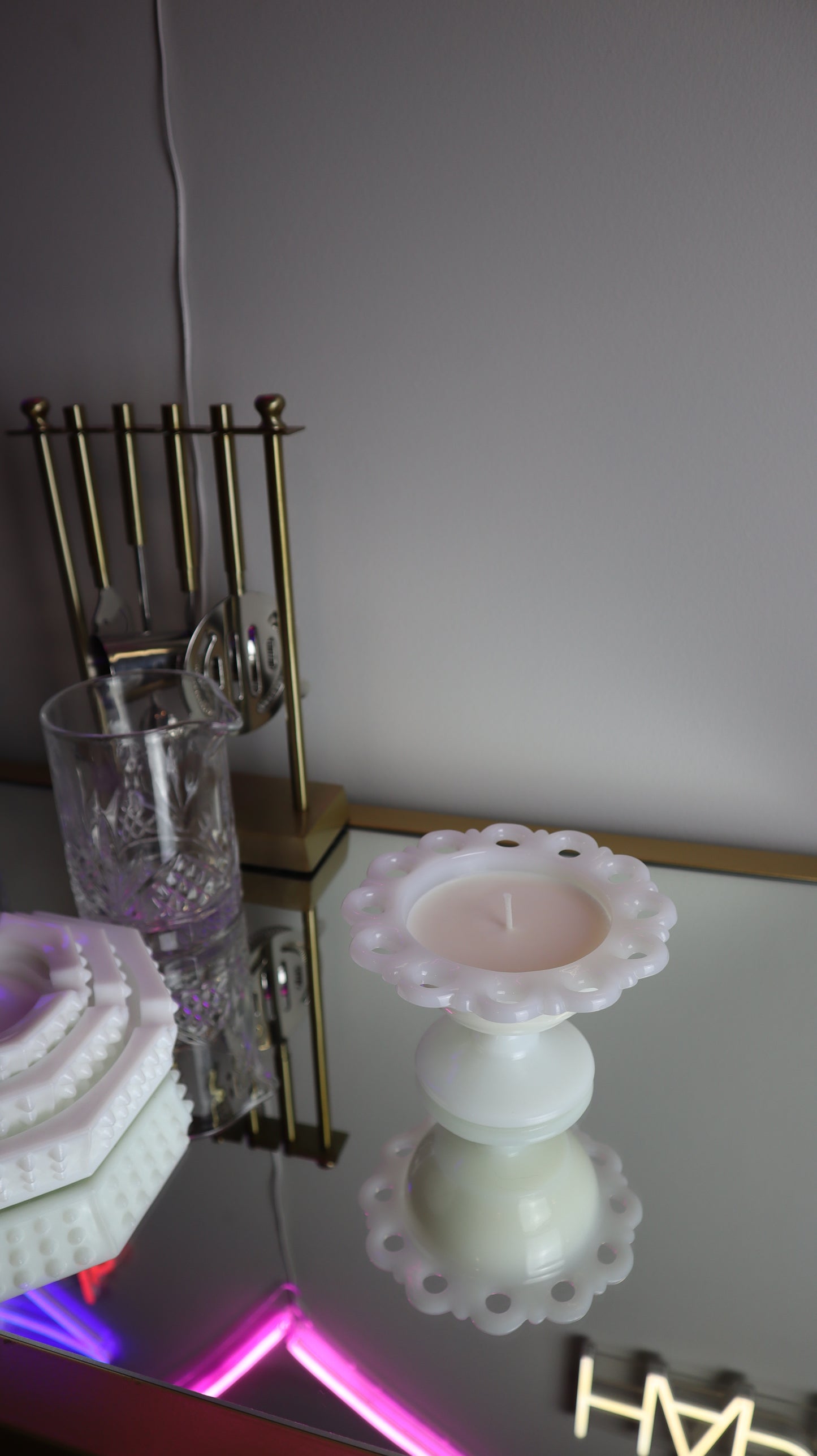 Milk Glass Candle Bowl