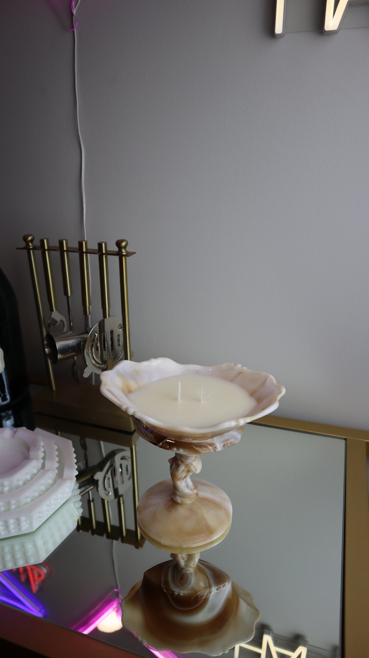 Imperial Waverly Carmel Slag Glass Candle