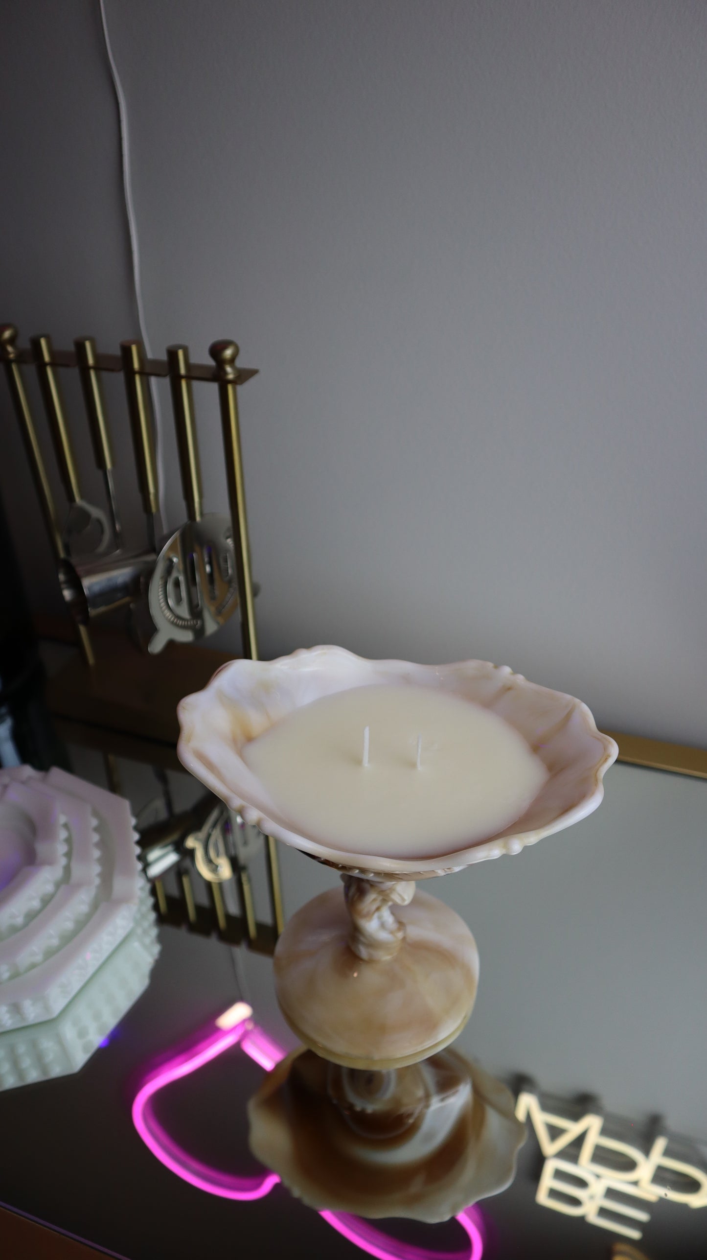 Imperial Waverly Carmel Slag Glass Candle
