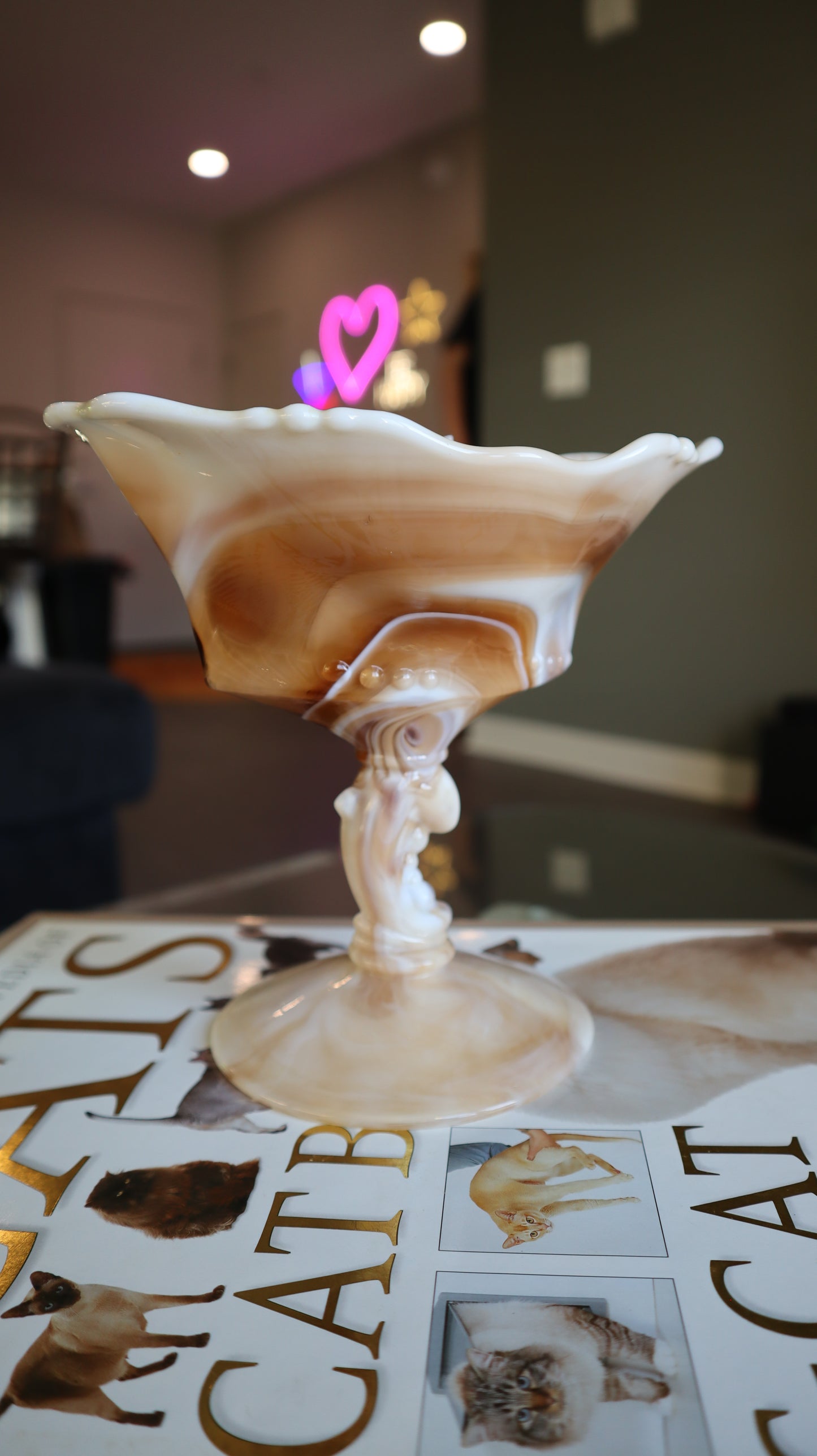 Imperial Waverly Carmel Slag Glass Candle