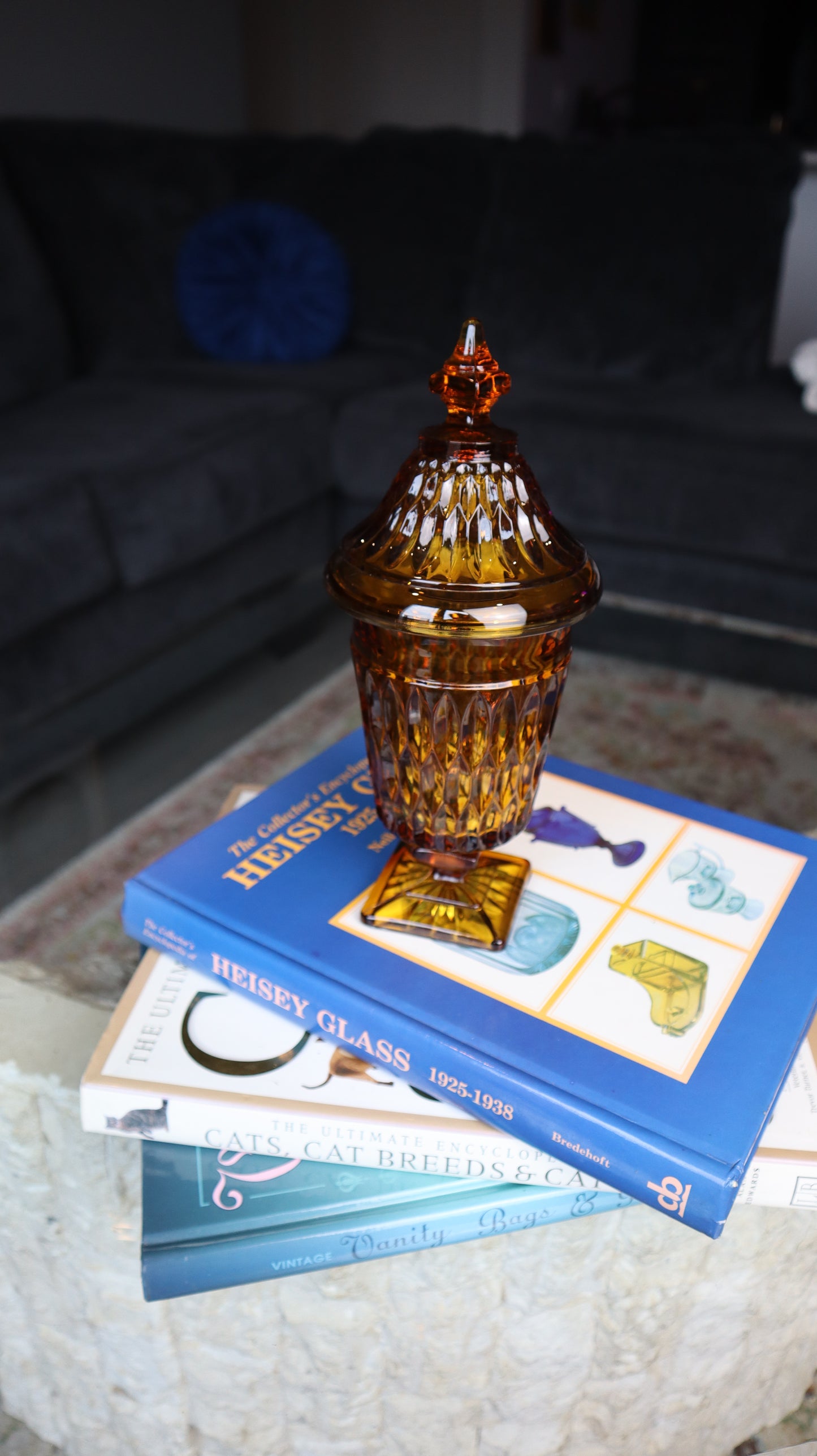 1970's Indiana Glass Mount Vernon Pattern Apothecary Lidded Candle