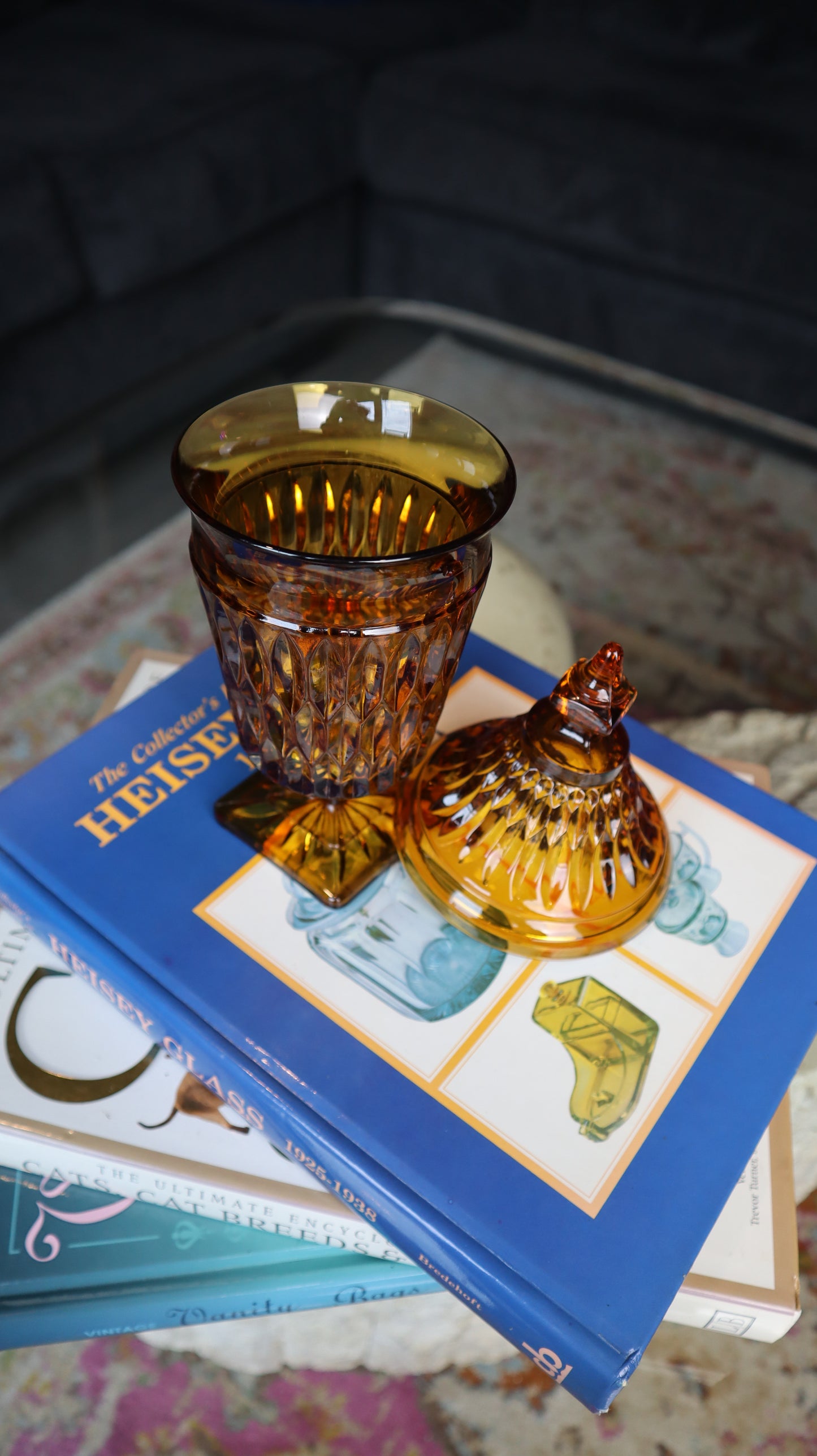 1970's Indiana Glass Mount Vernon Pattern Apothecary Lidded Candle