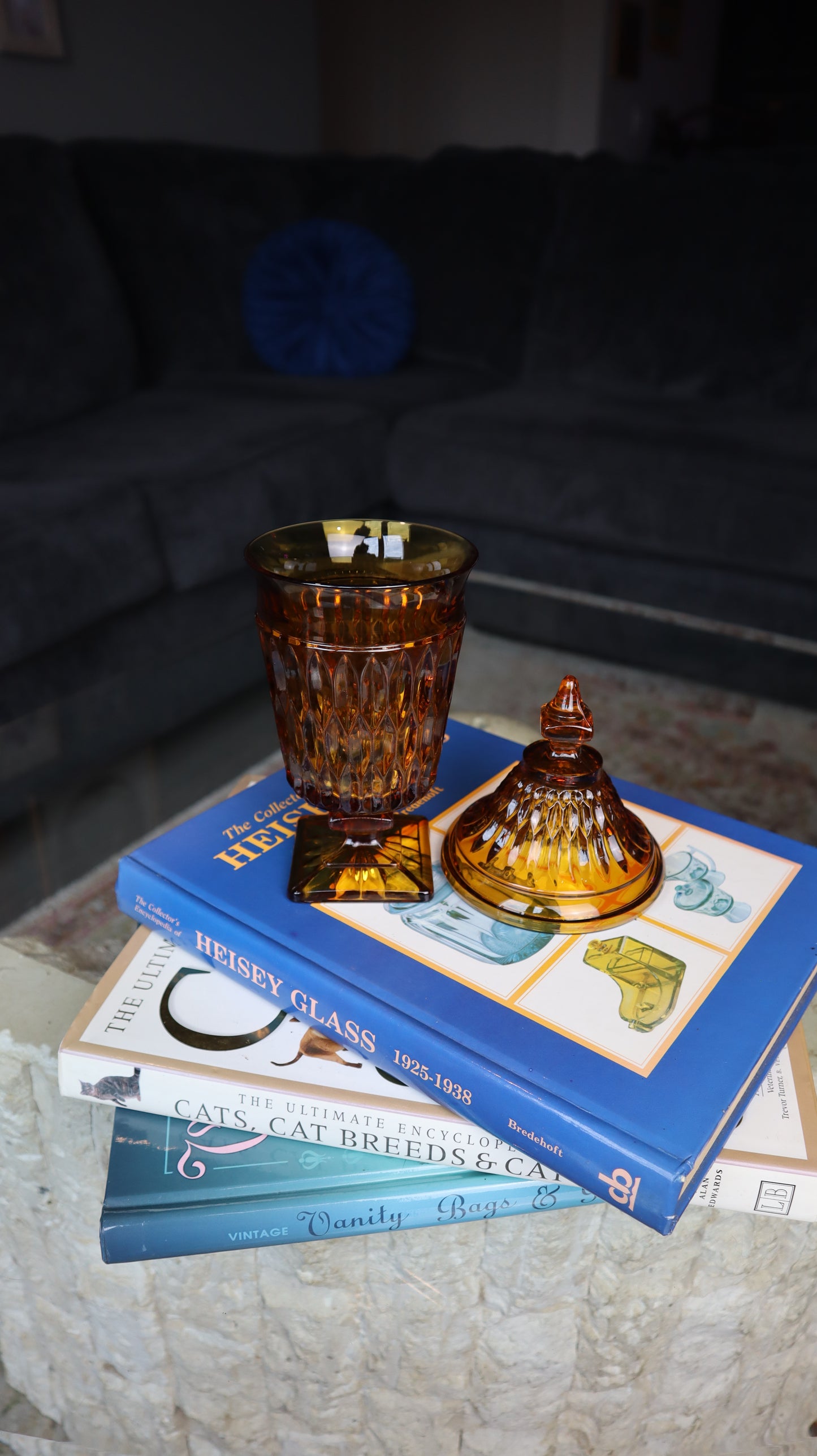 1970's Indiana Glass Mount Vernon Pattern Apothecary Lidded Candle