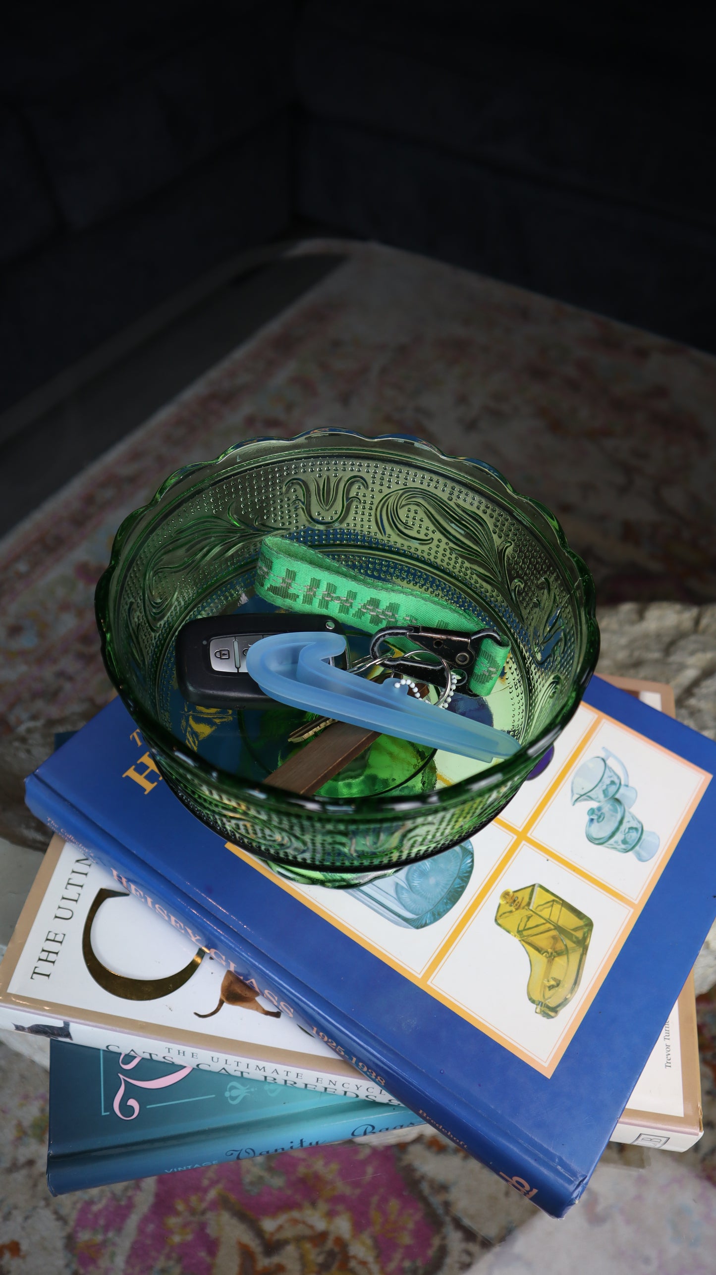 E.O Brody Green Glass Compote Fruit Bowl Candle