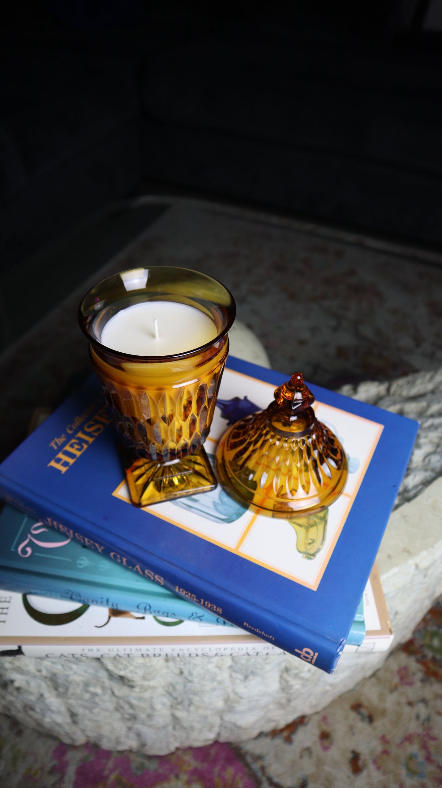 1970's Indiana Glass Mount Vernon Pattern Apothecary Lidded Candle
