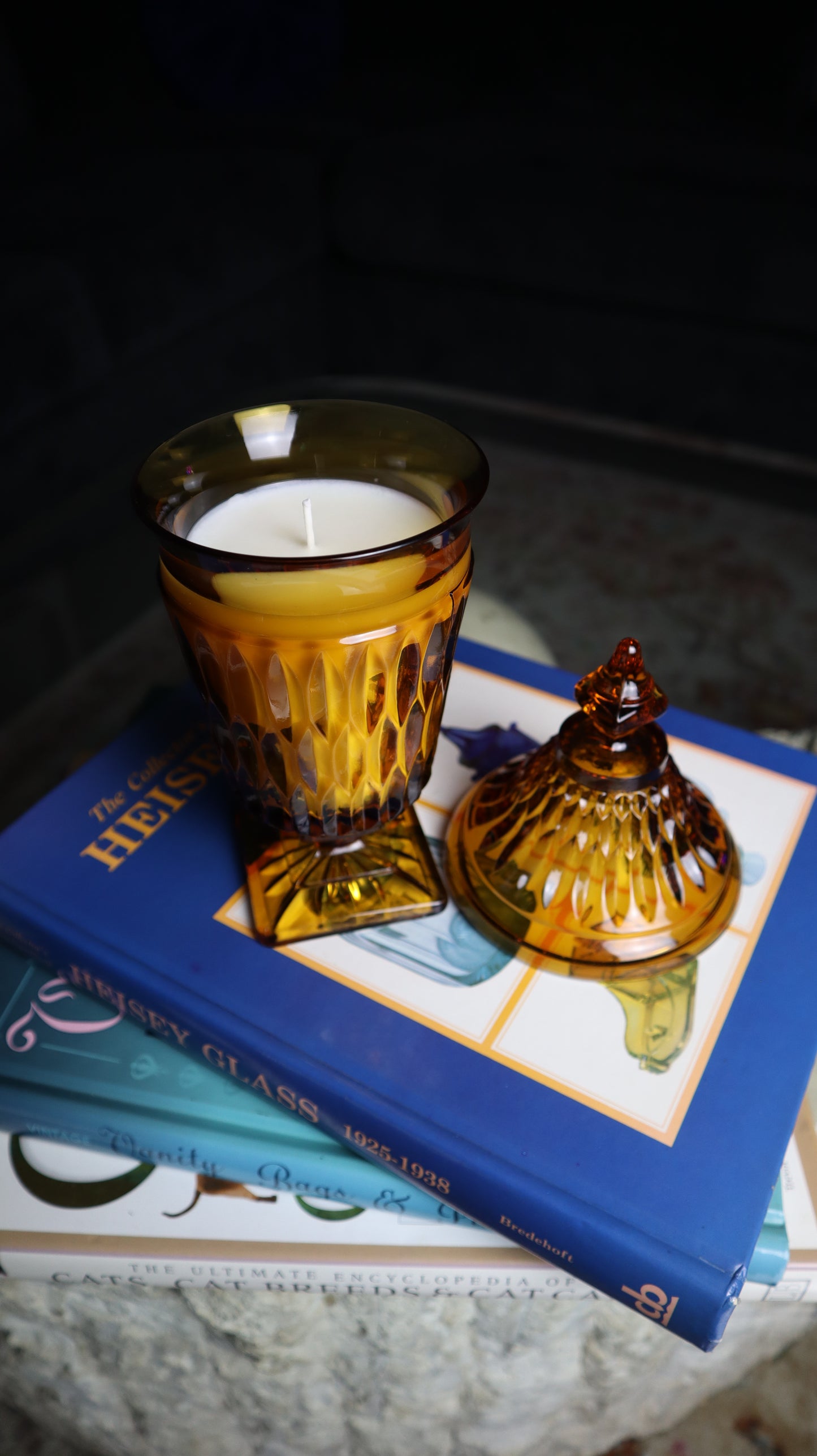 1970's Indiana Glass Mount Vernon Pattern Apothecary Lidded Candle