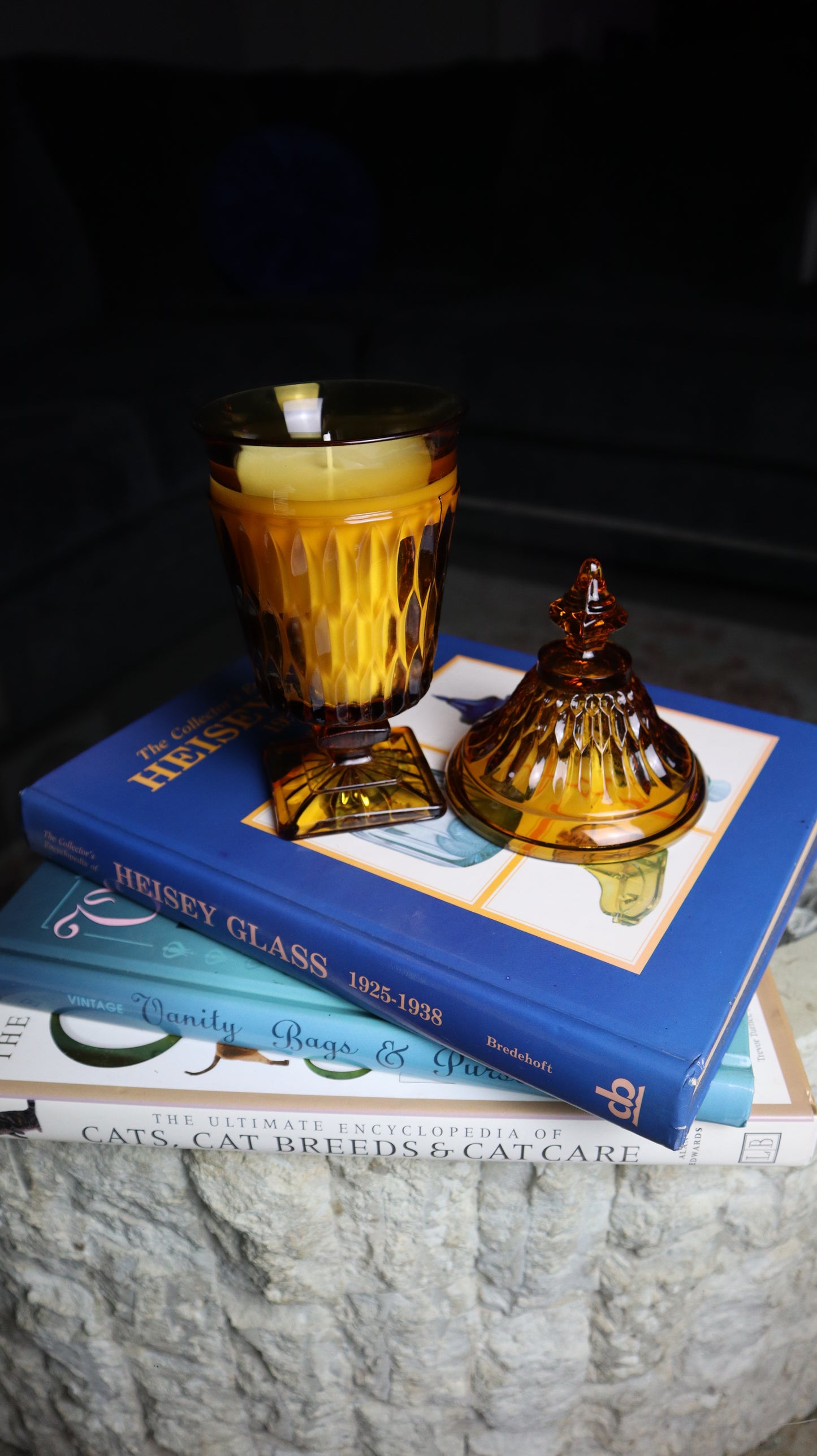 1970's Indiana Glass Mount Vernon Pattern Apothecary Lidded Candle