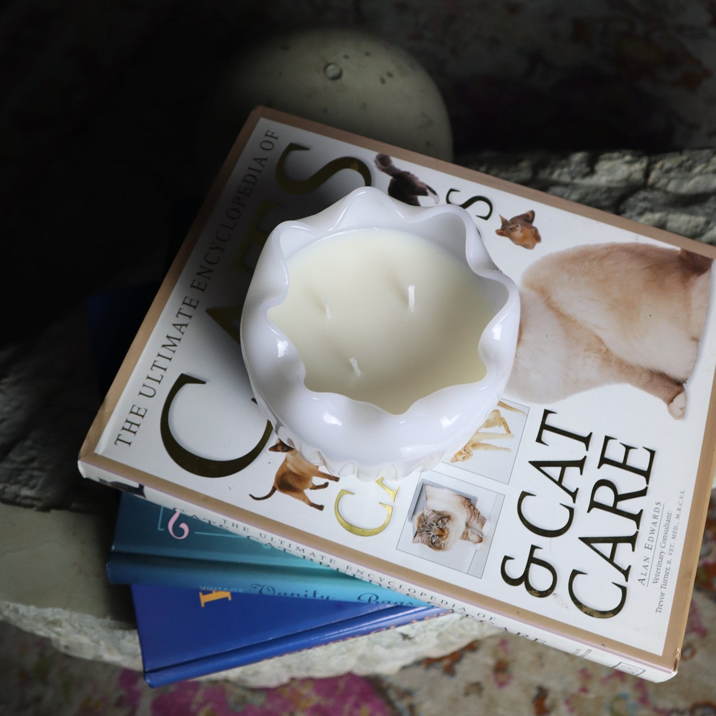 Milk Glass Vase Rose Bowl Candle