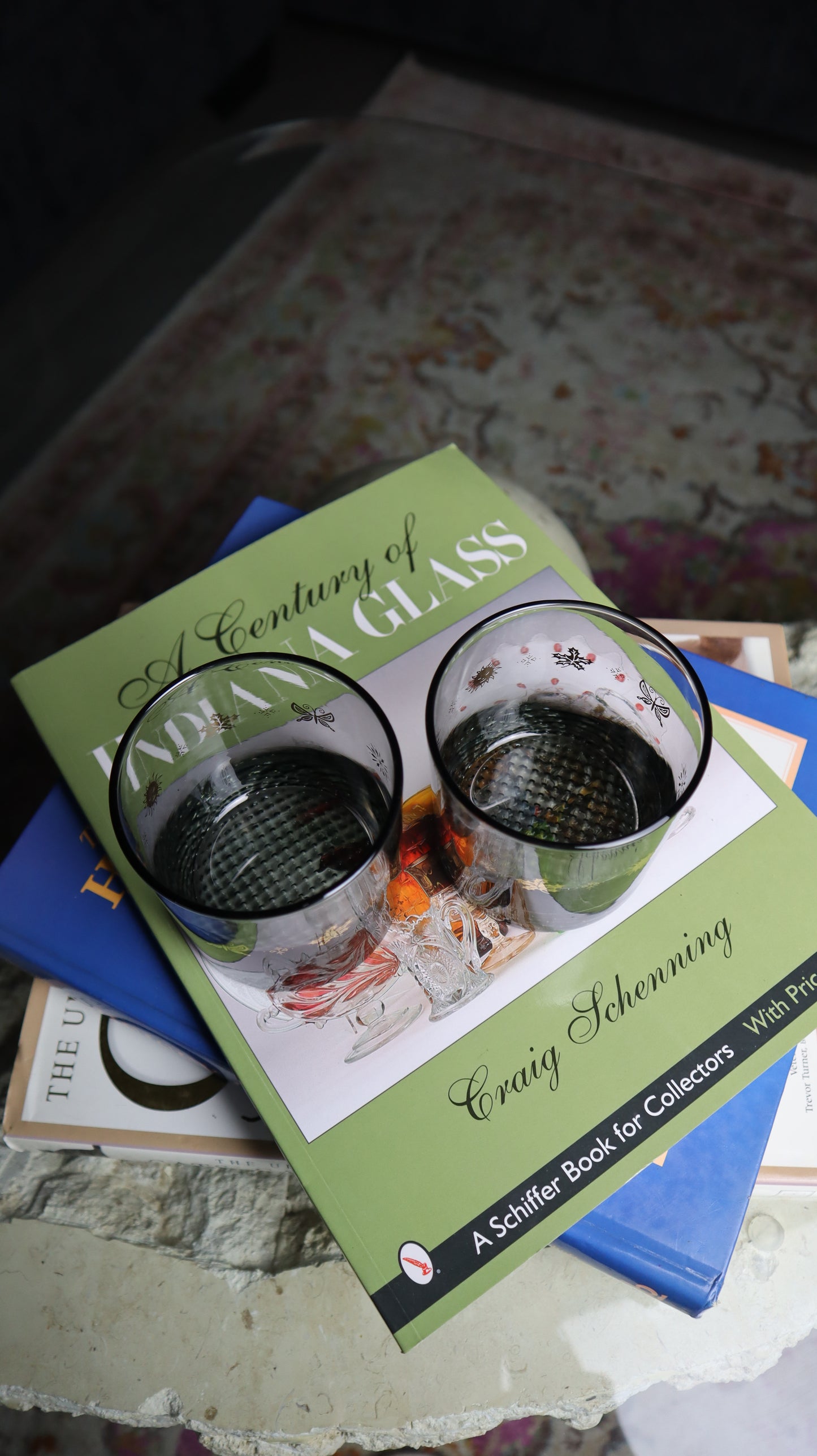 Smoky Gray Etched Seasons Low Ball Cocktail Set