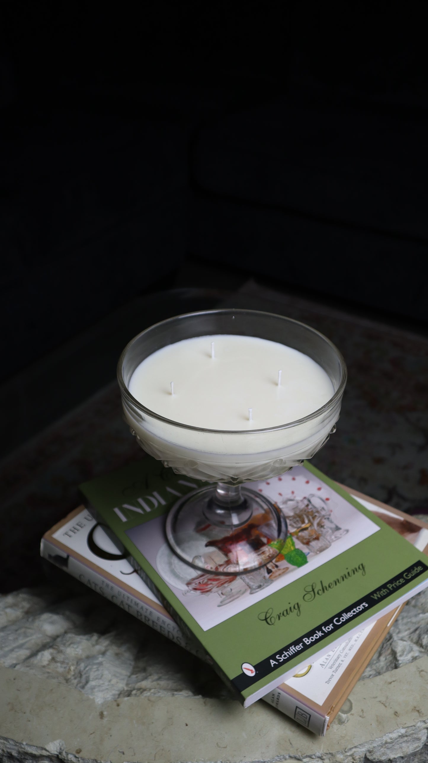 Clear Glass Compote Large Candle