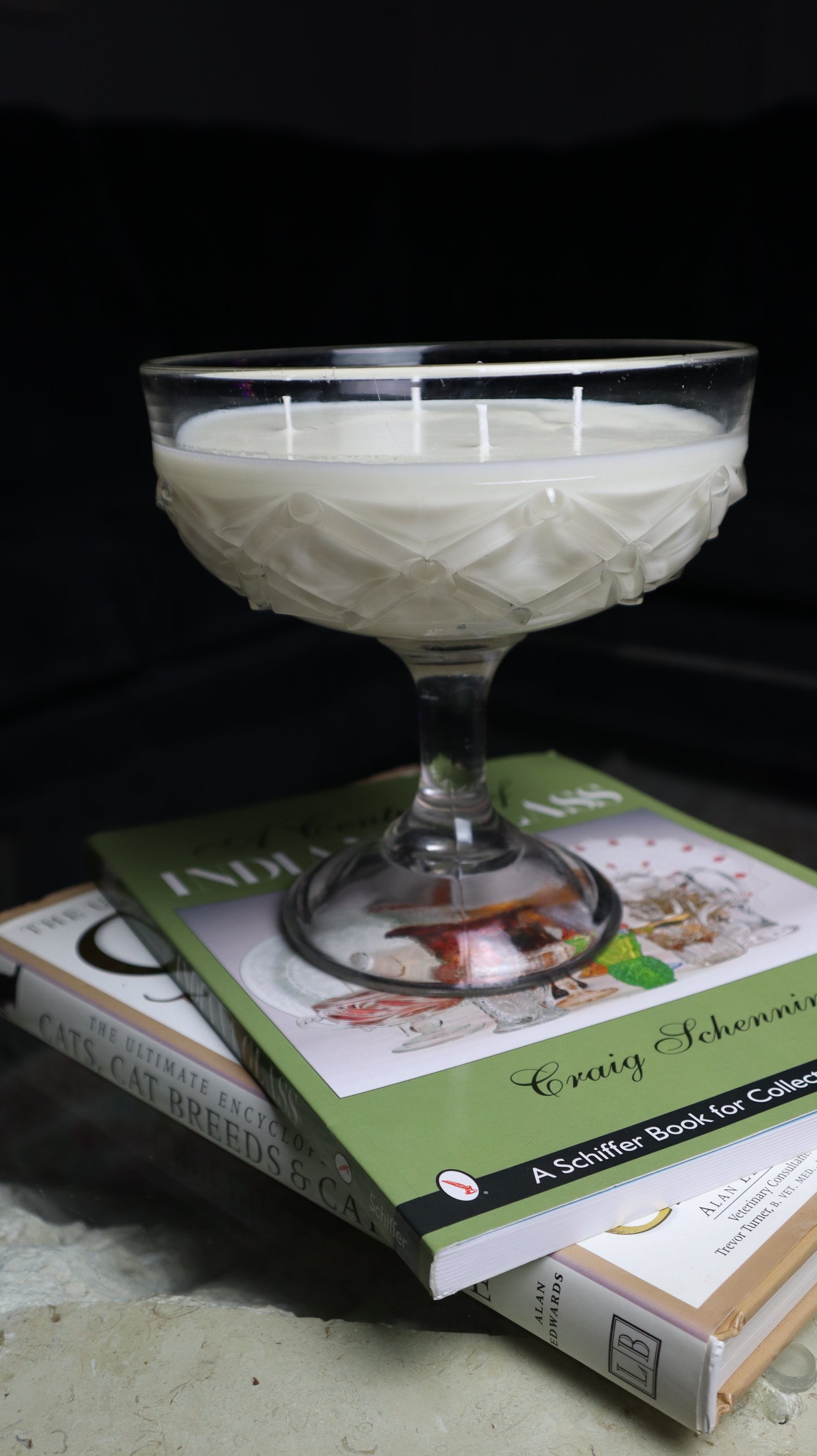 Clear Glass Compote Large Candle