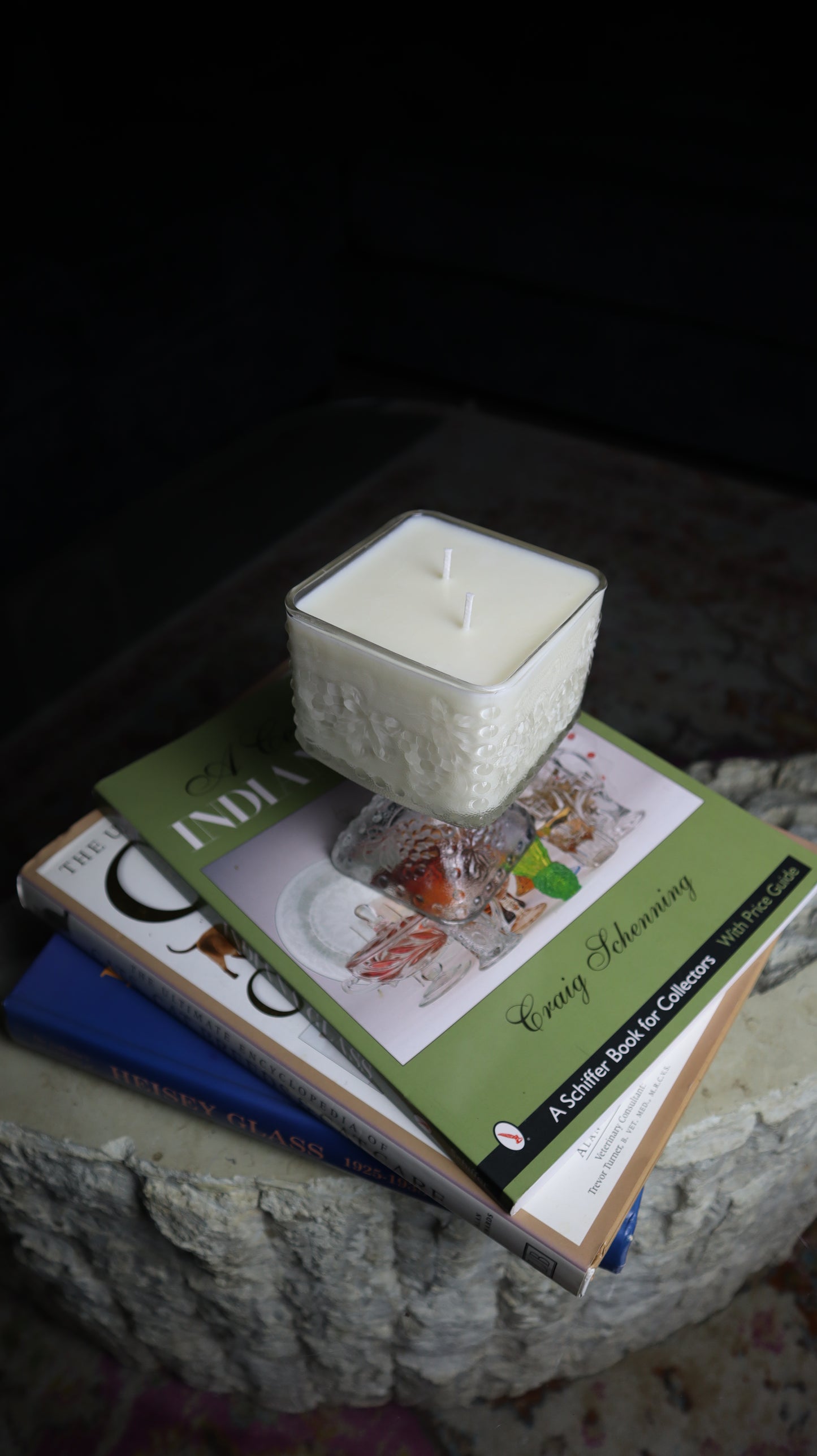 Clear Glass Grapes Candle Dish