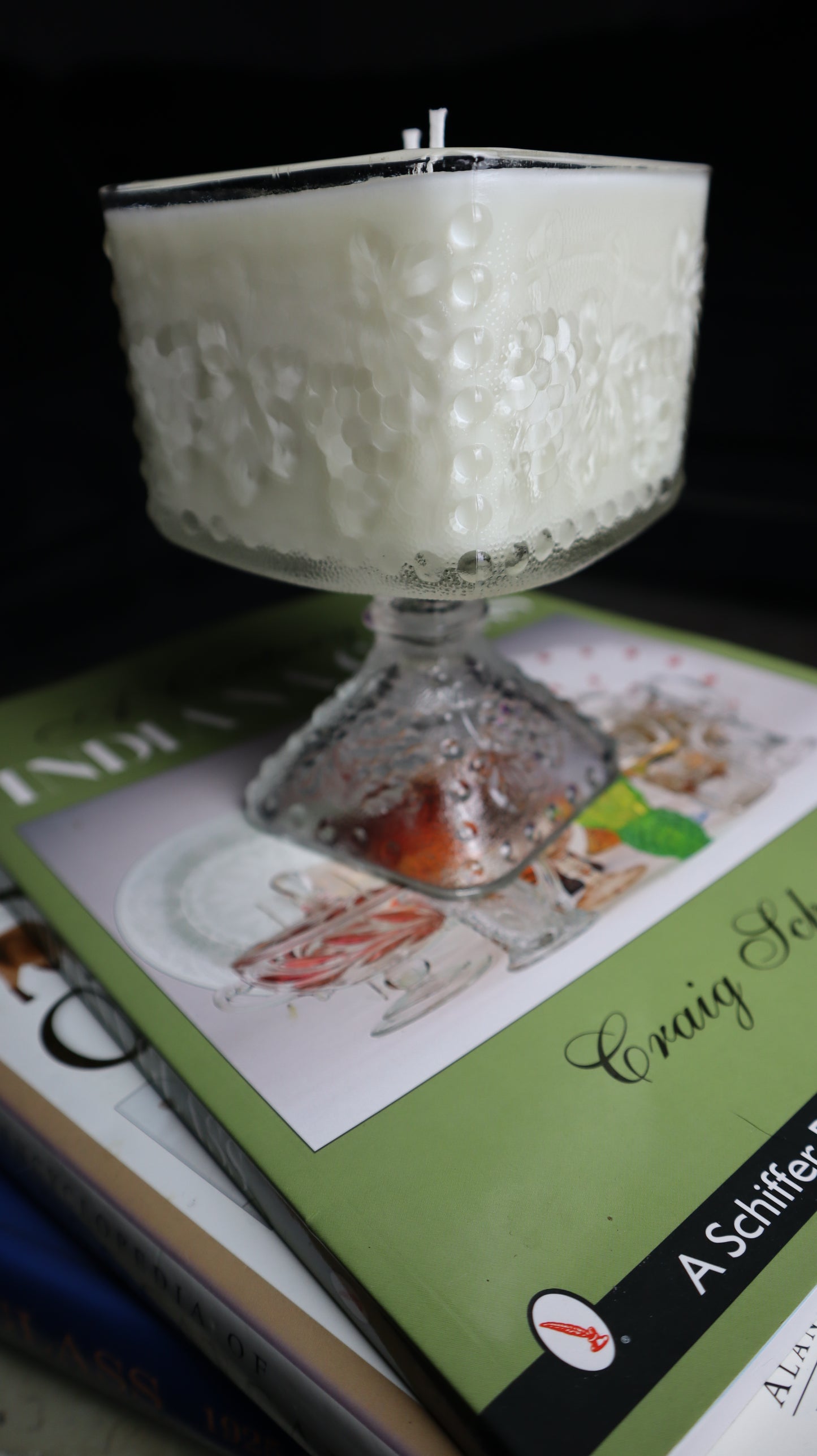 Clear Glass Grapes Candle Dish