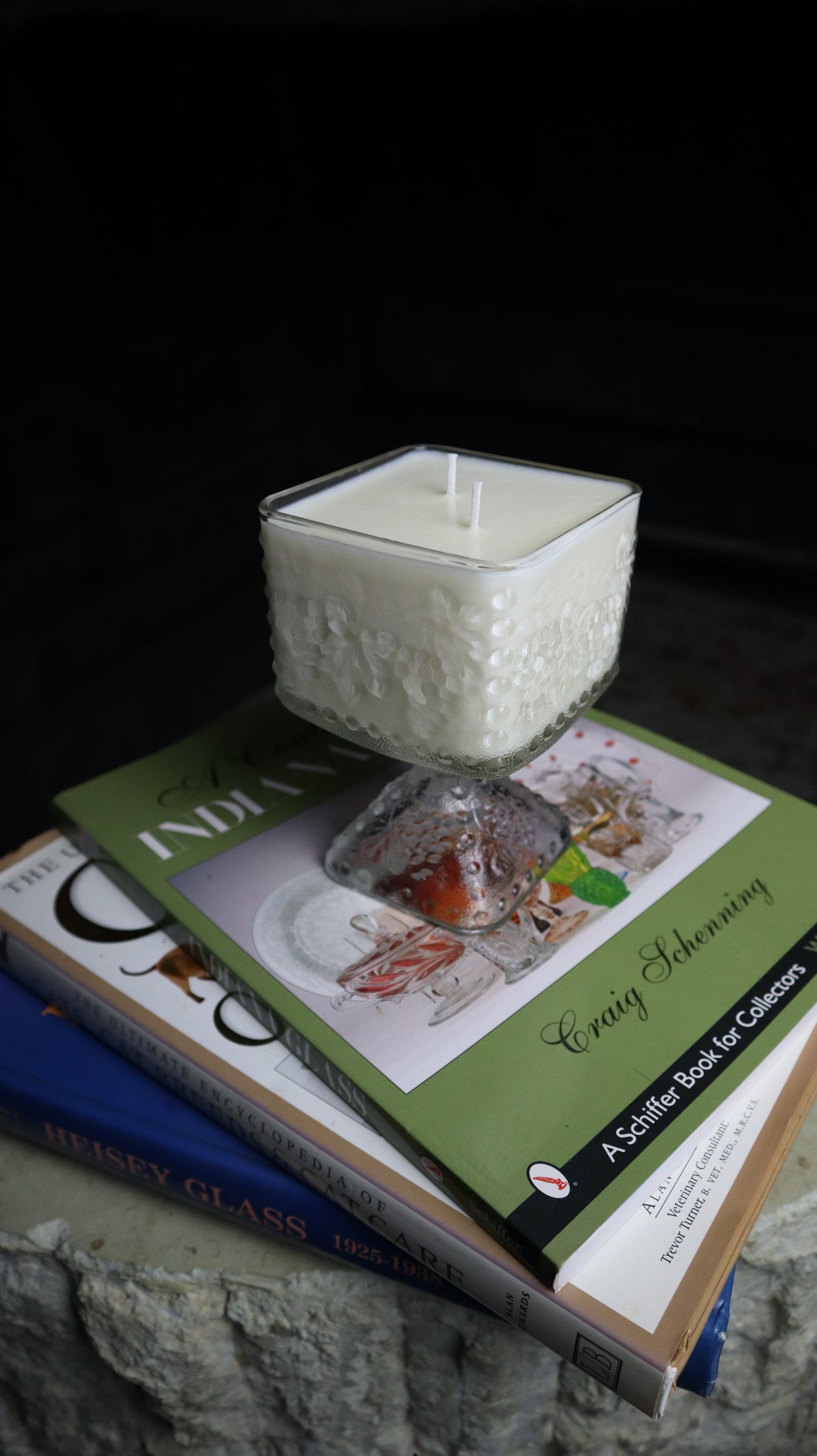 Clear Glass Grapes Candle Dish