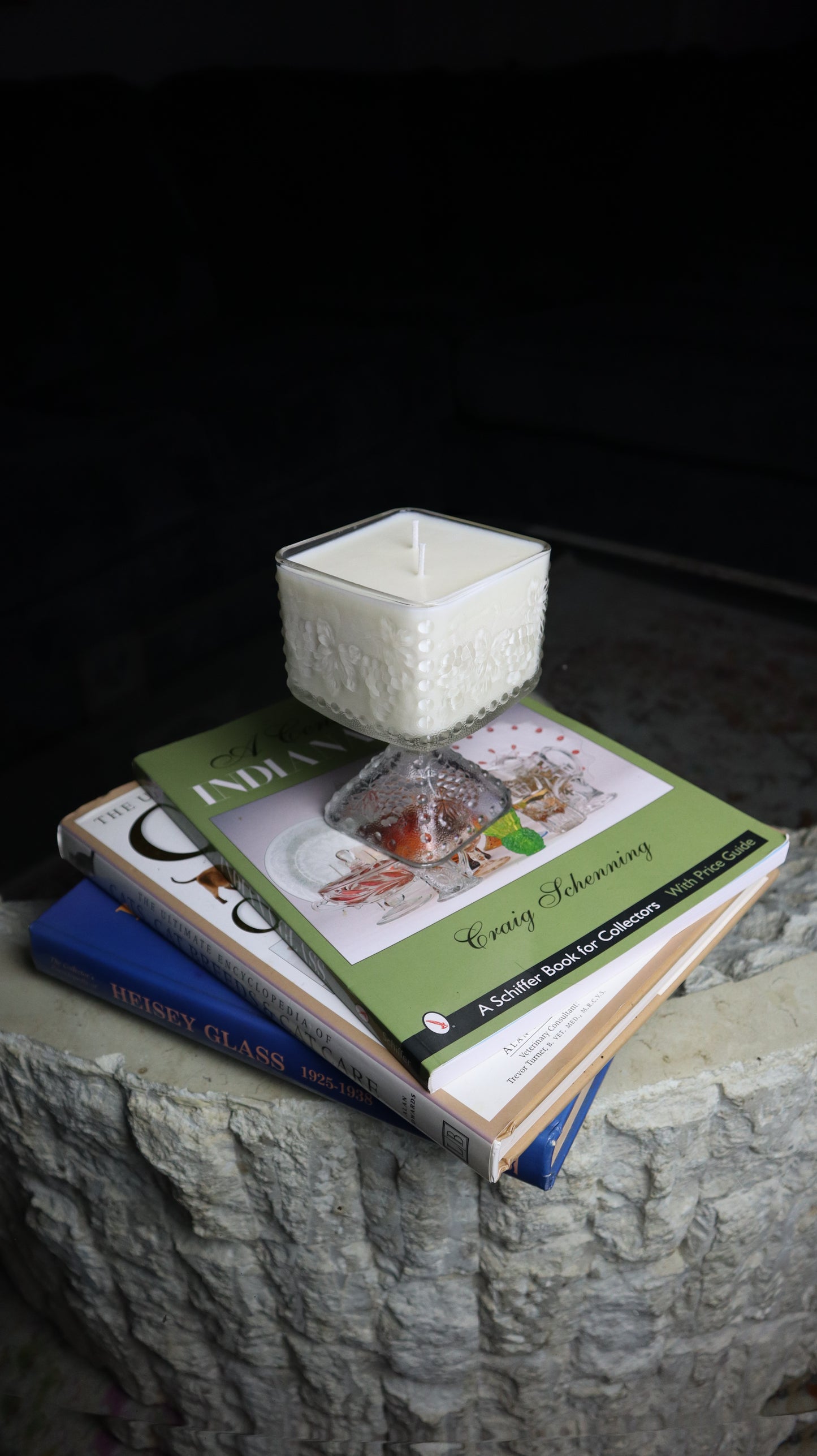 Clear Glass Grapes Candle Dish