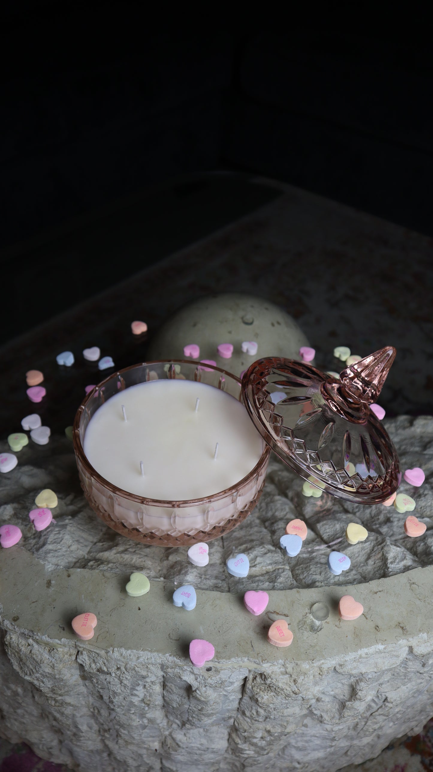 Vintage Pink Depression Indiana Glass Princess Point With Lid Candle