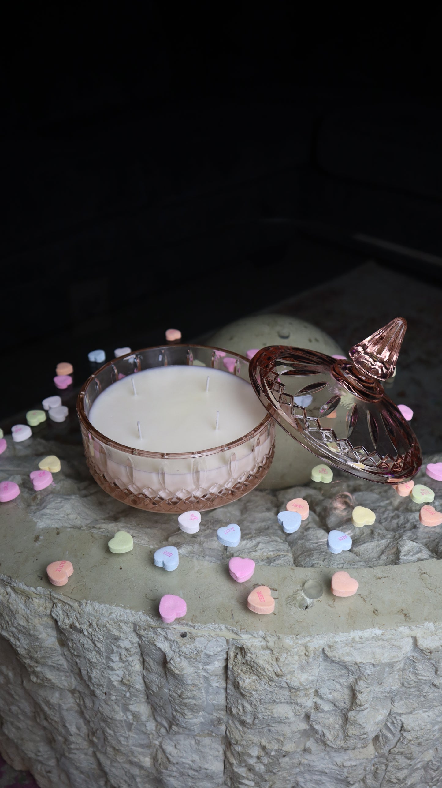 Vintage Pink Depression Indiana Glass Princess Point With Lid Candle