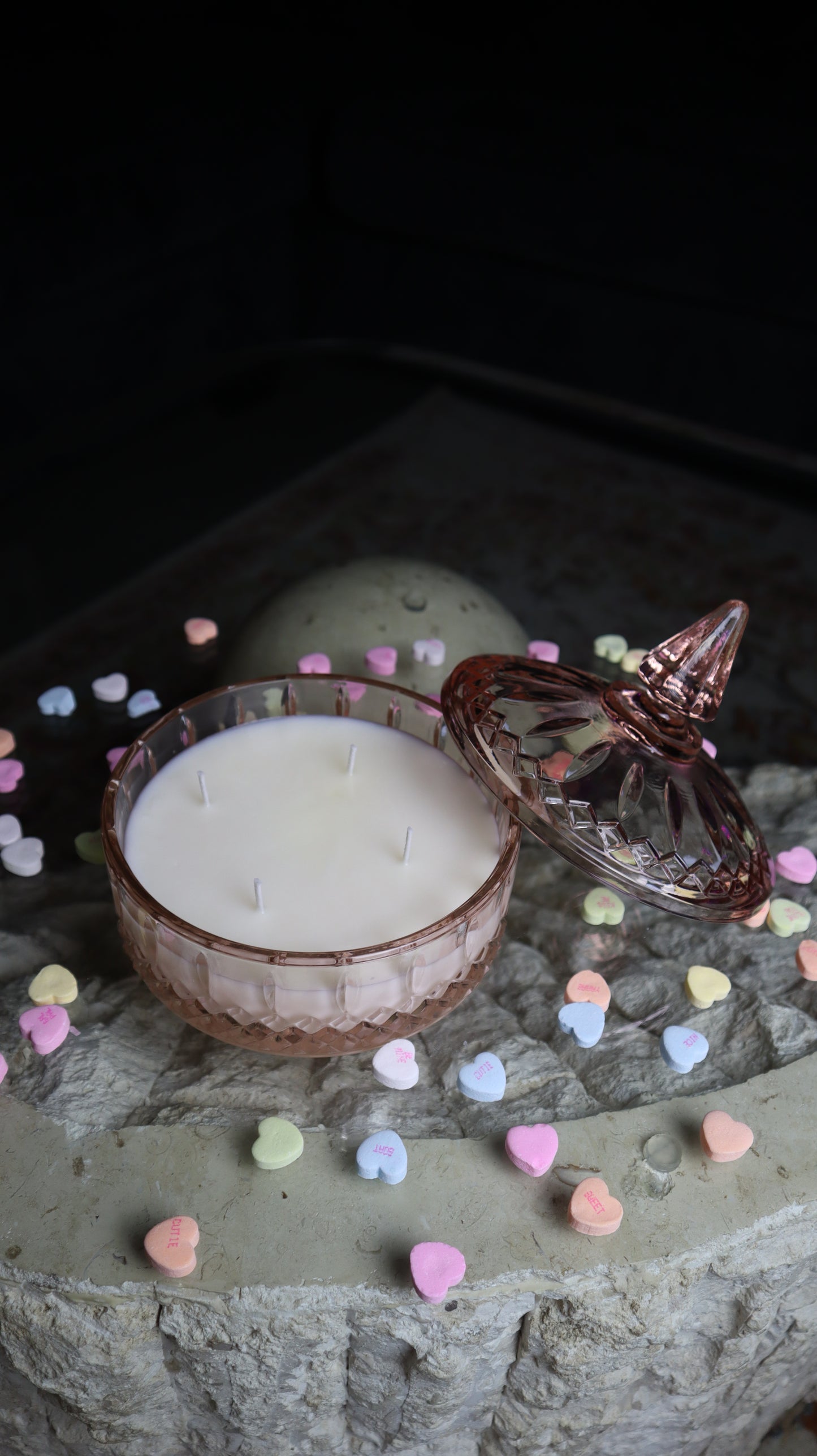 Vintage Pink Depression Indiana Glass Princess Point With Lid Candle