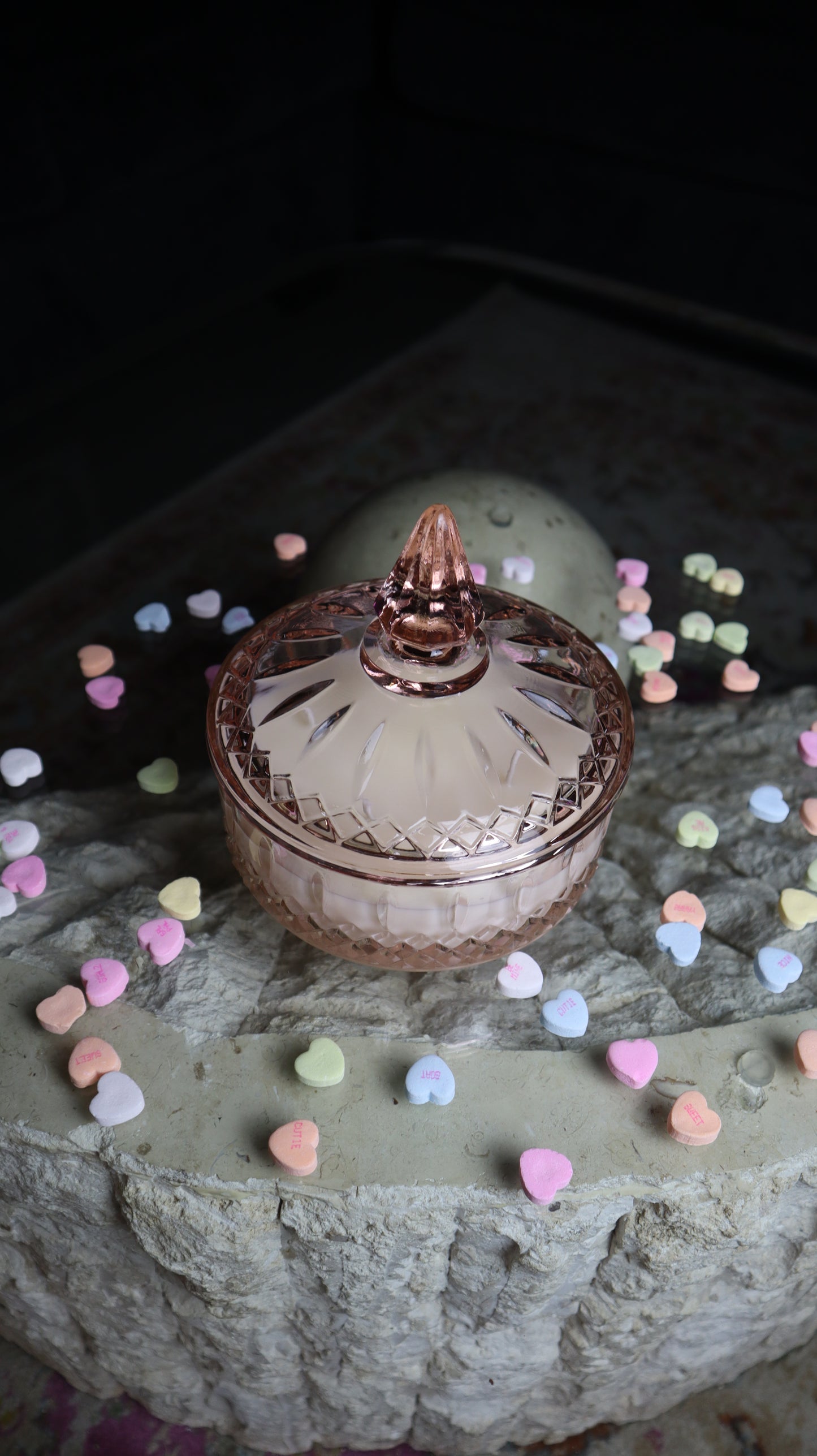 Vintage Pink Depression Indiana Glass Princess Point With Lid Candle
