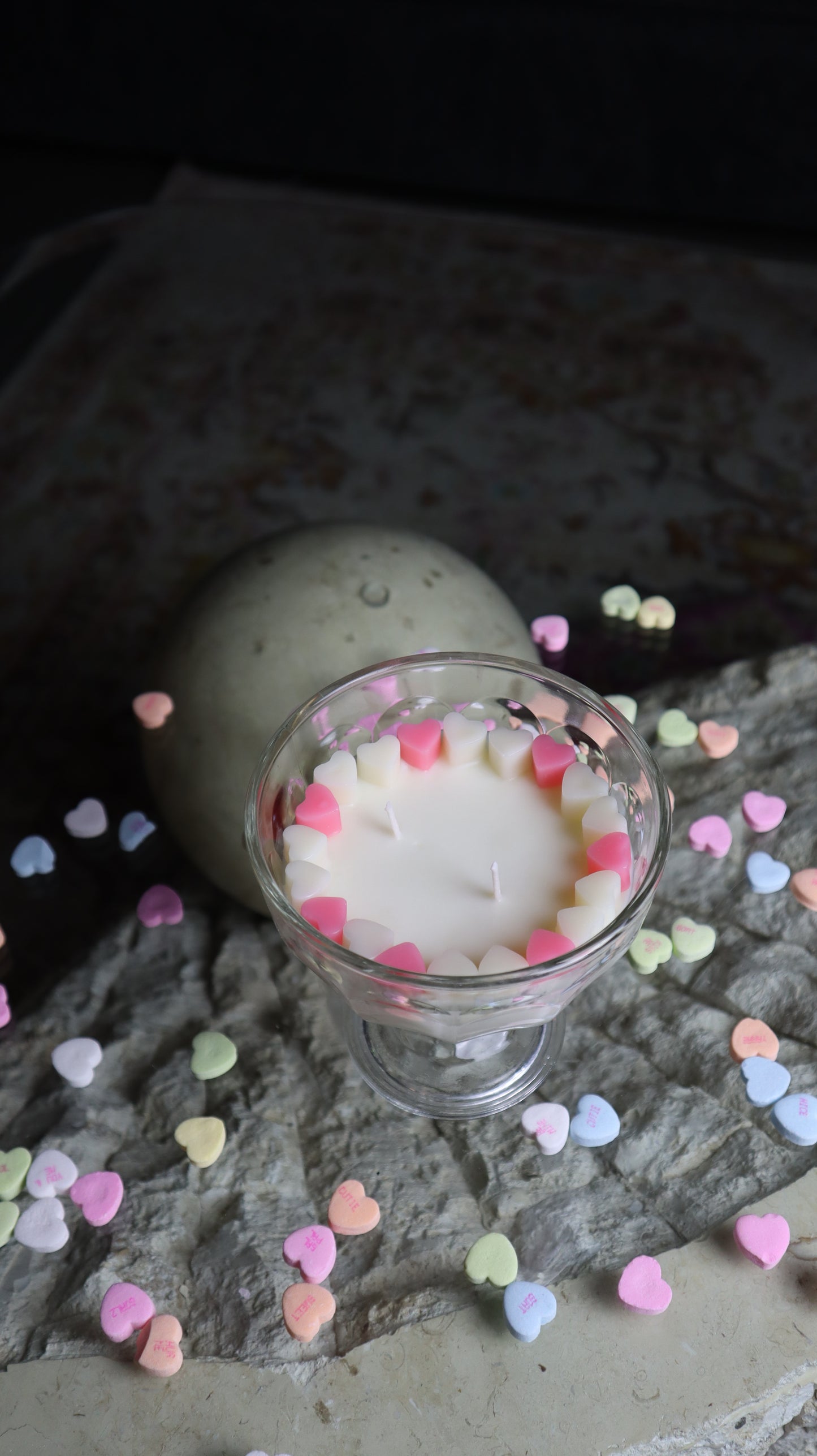 Clear Glass Compote V-Day Candle