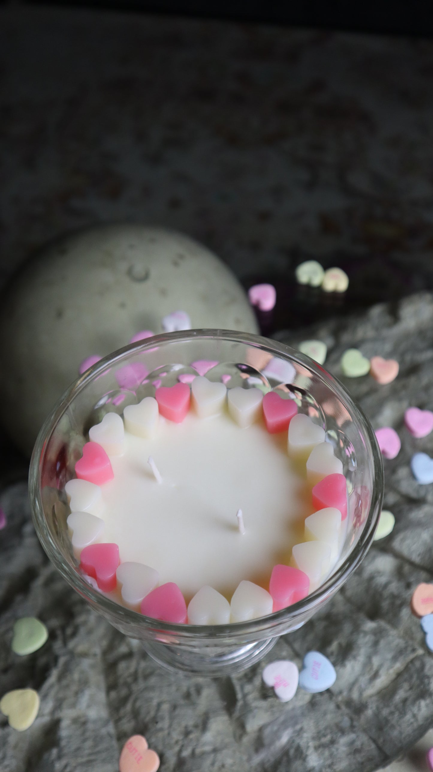 Clear Glass Compote V-Day Candle