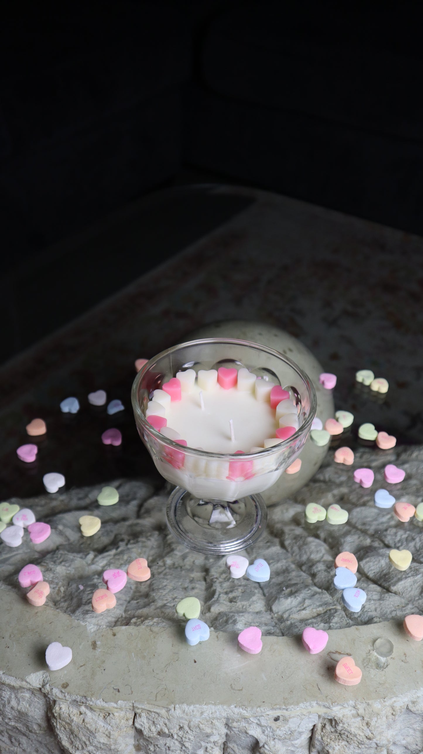 Clear Glass Compote V-Day Candle