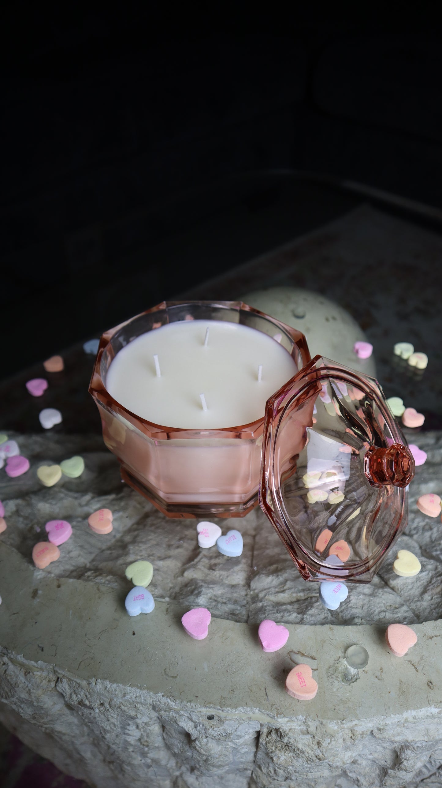 Indiana Glass Pink Candy Dish Candle
