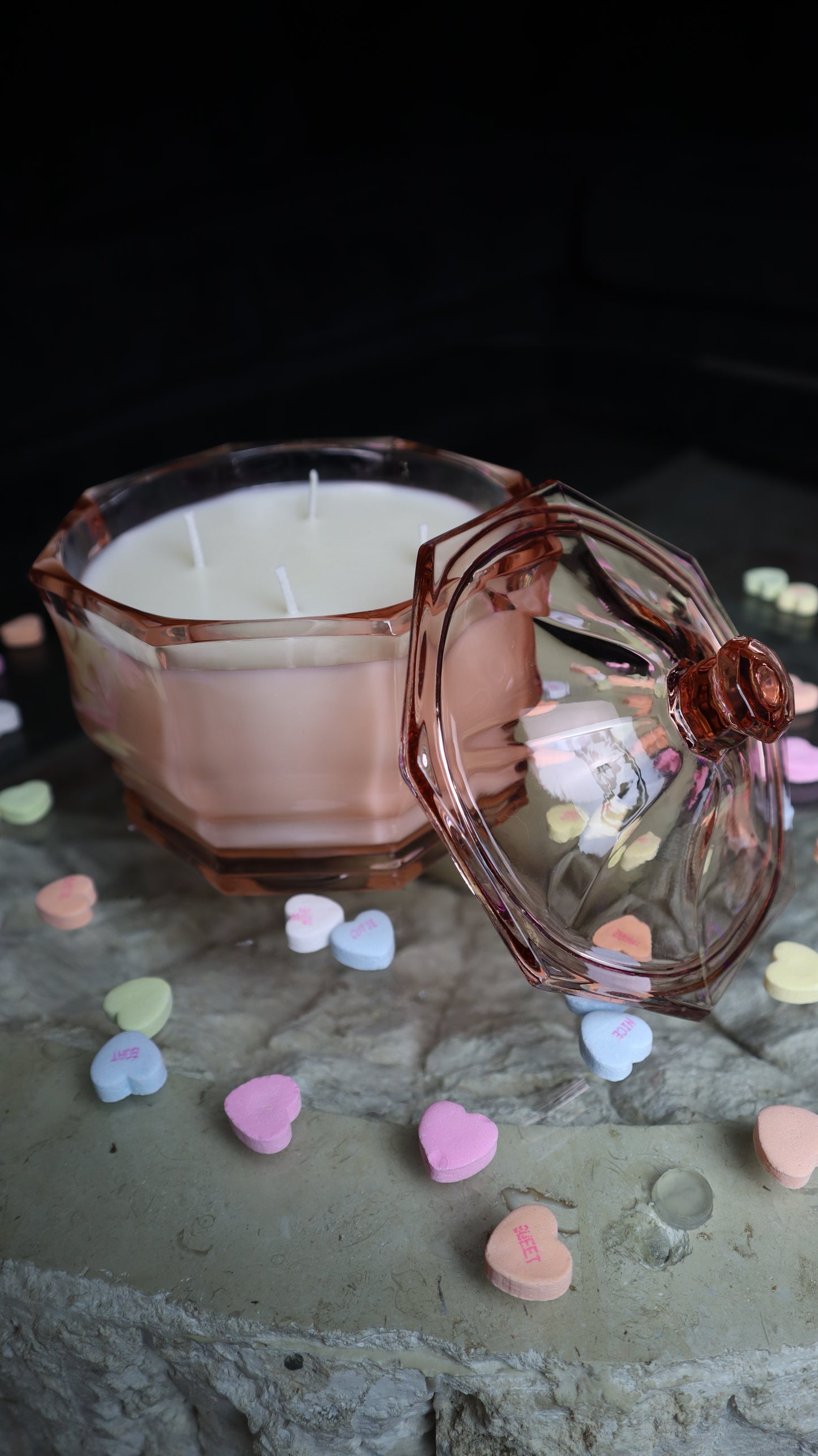 Indiana Glass Pink Candy Dish Candle