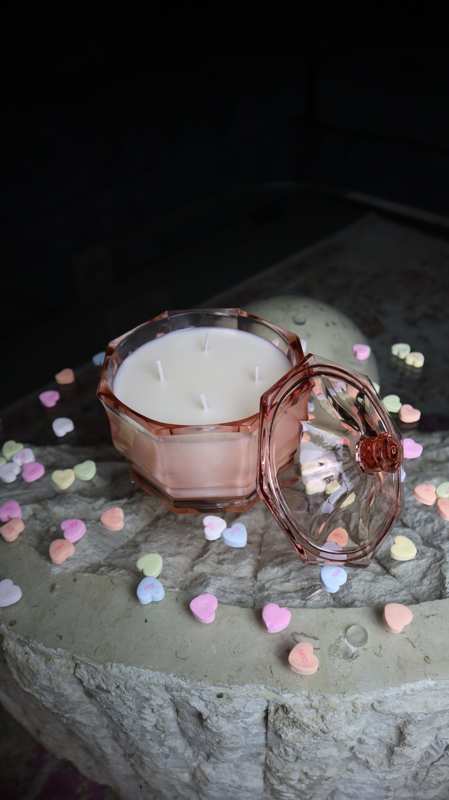 Indiana Glass Pink Candy Dish Candle