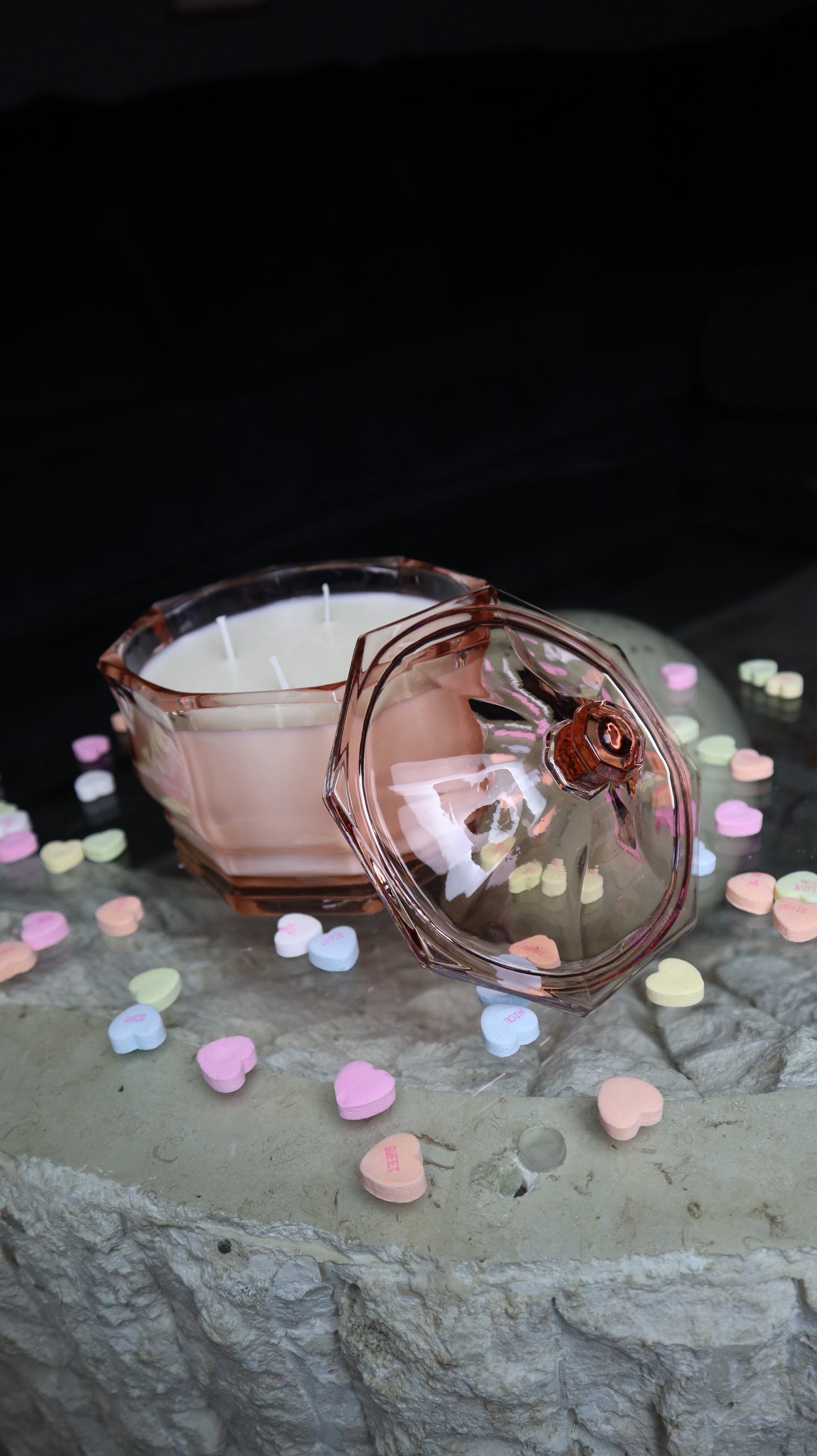 Indiana Glass Pink Candy Dish Candle