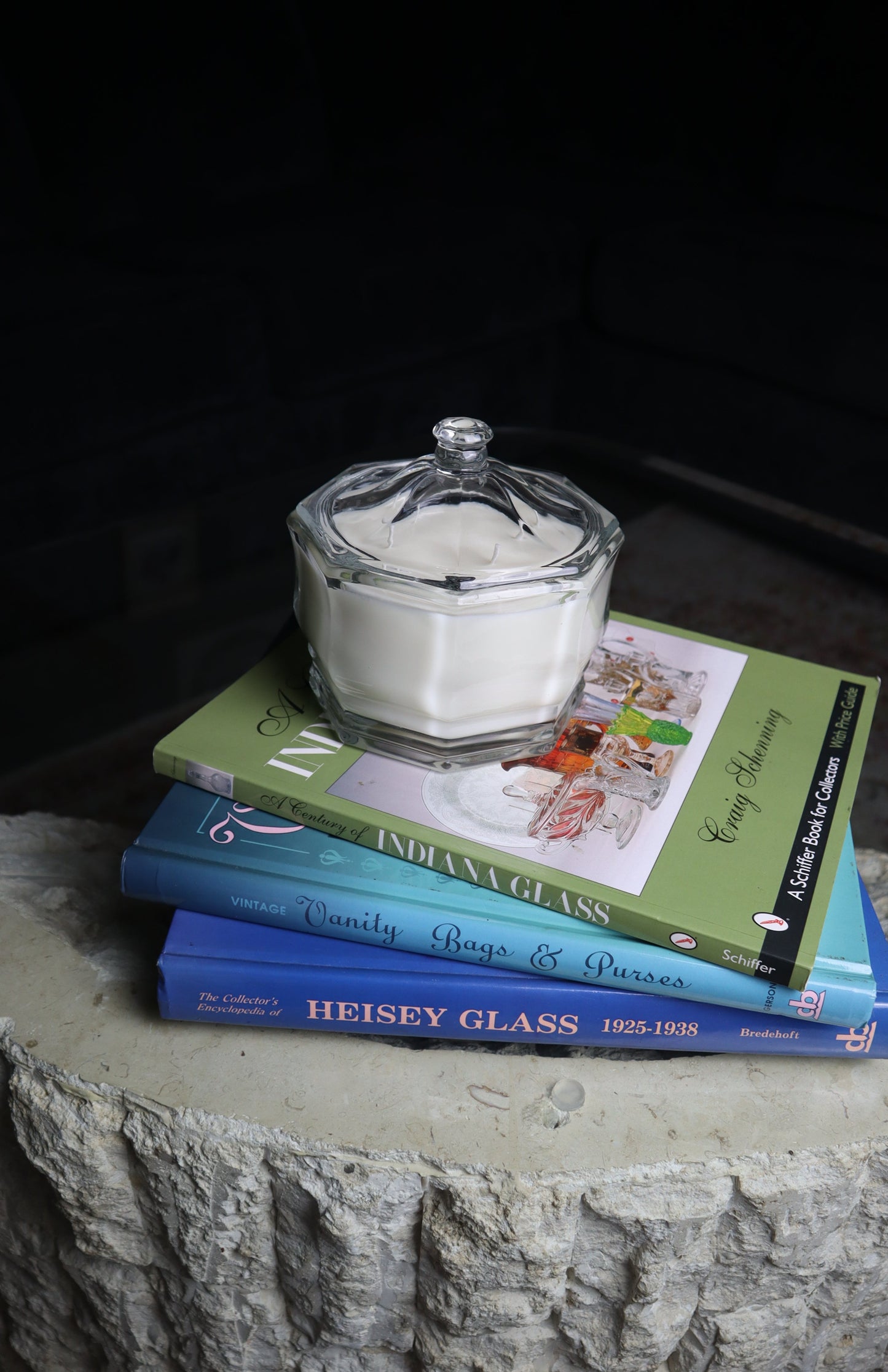Clear Vintage Candy Depression Dish Lidded Candle
