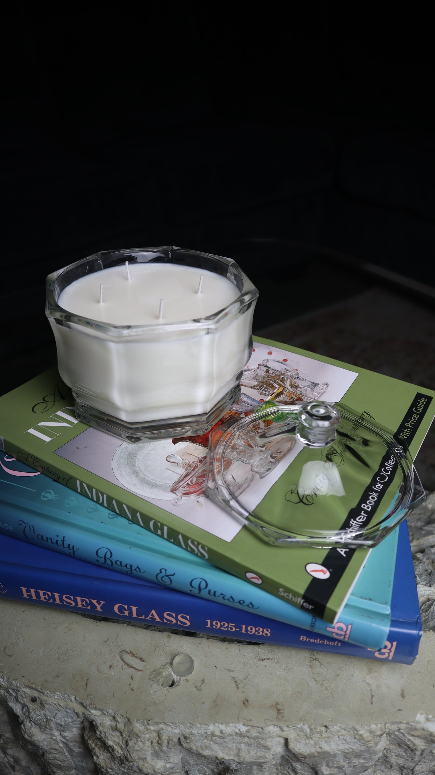 Clear Vintage Candy Depression Dish Lidded Candle