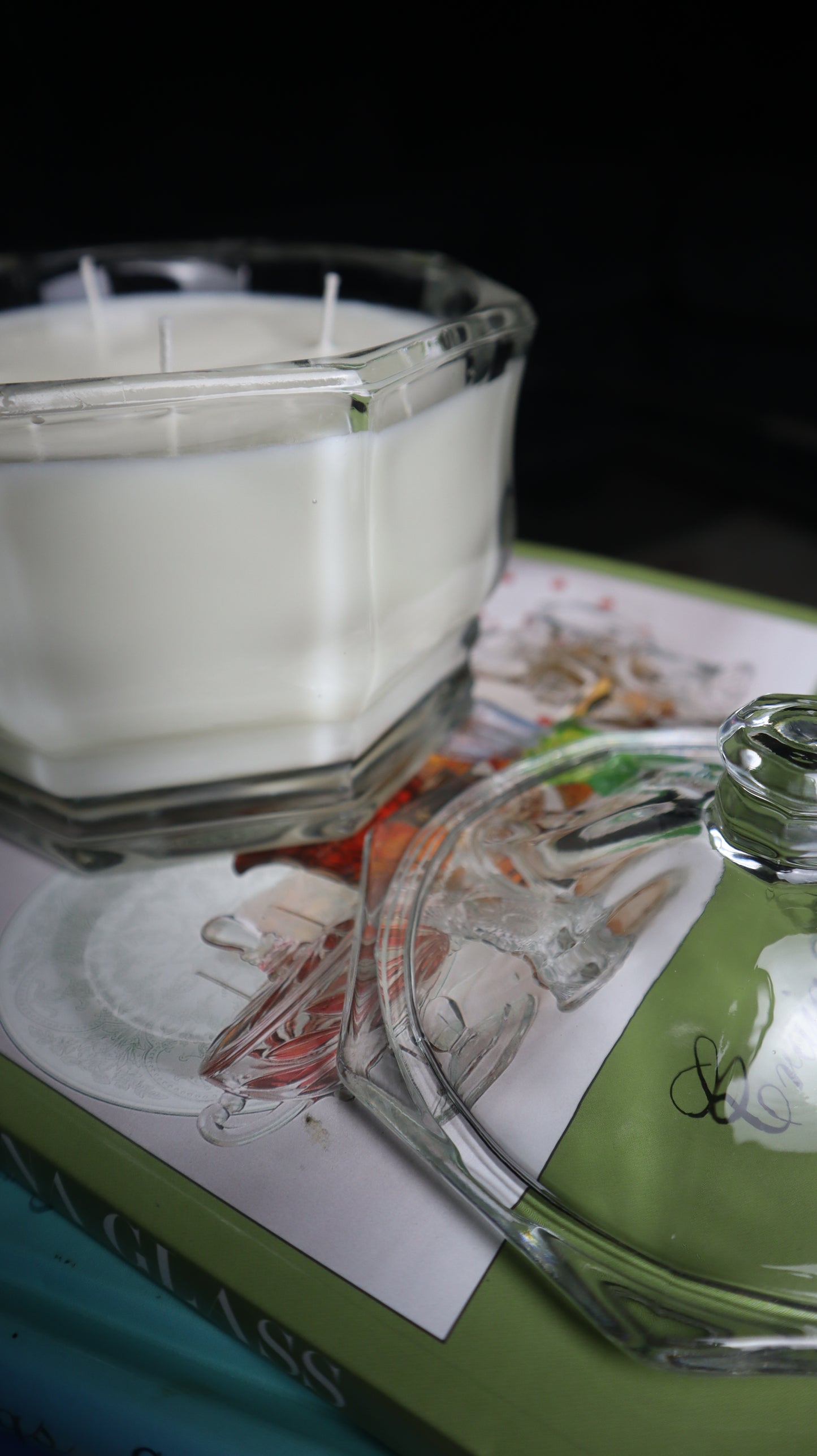 Clear Vintage Candy Depression Dish Lidded Candle