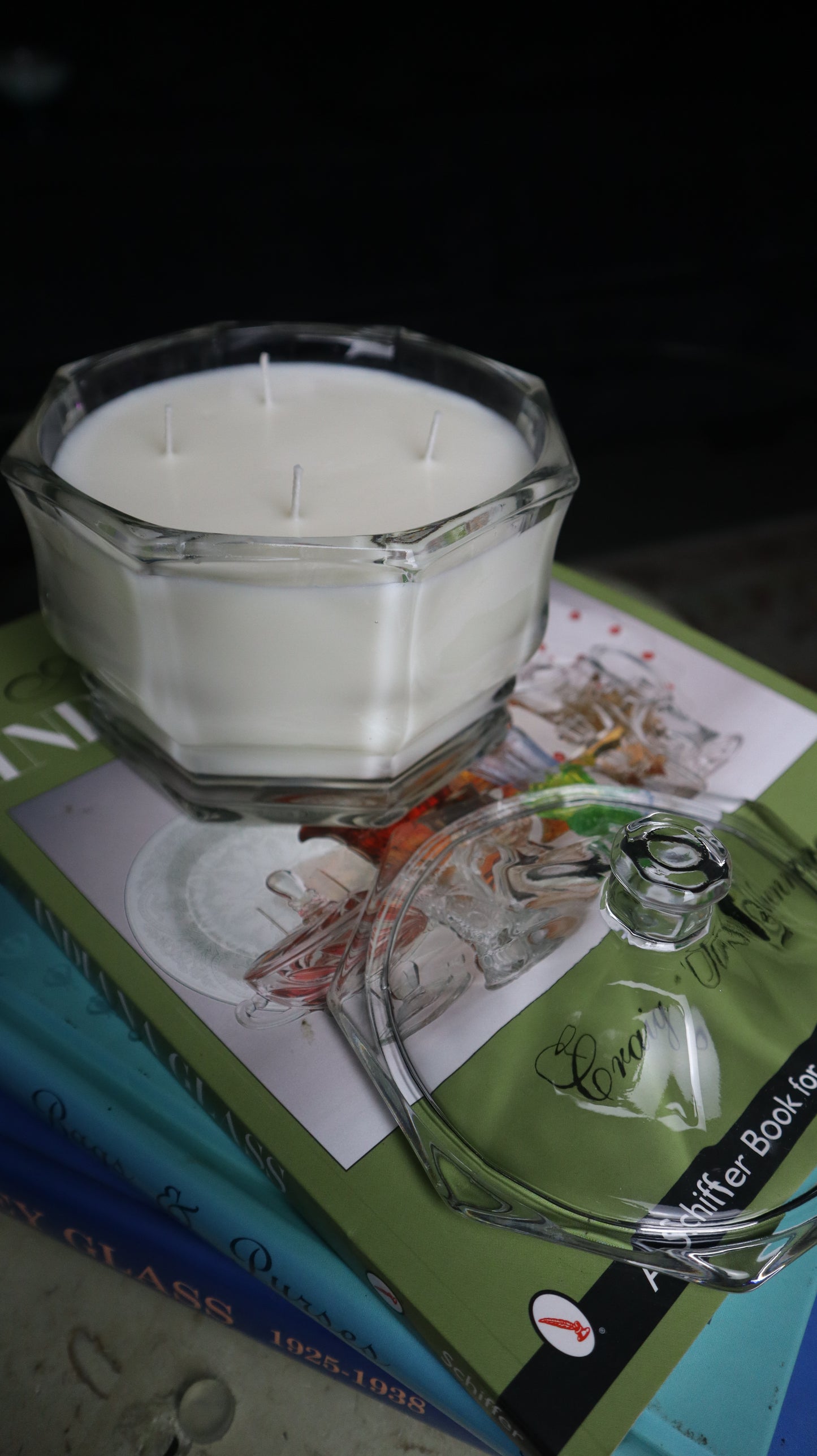 Clear Vintage Candy Depression Dish Lidded Candle