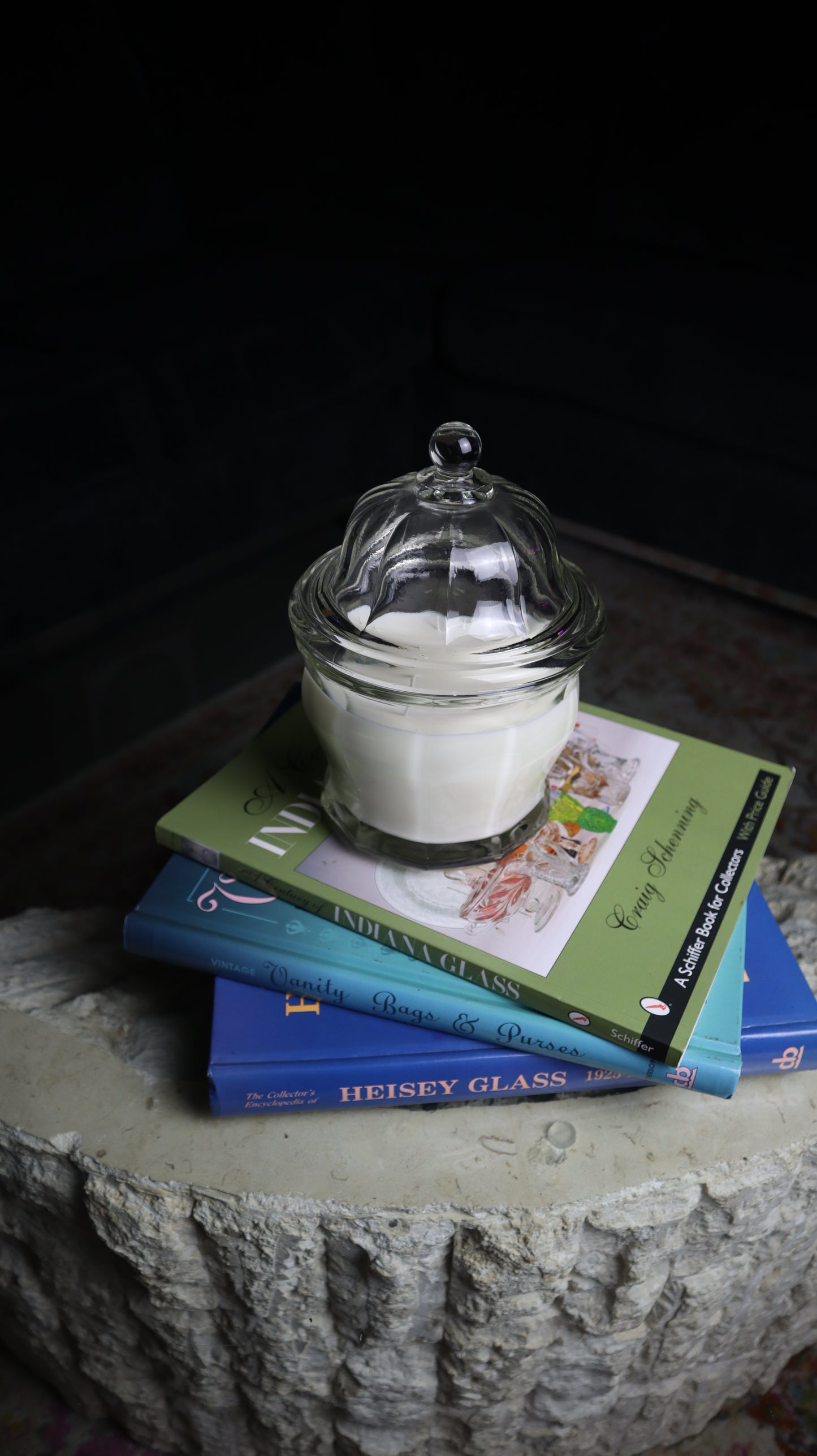 Clear Vintage Glass Lidded Candle