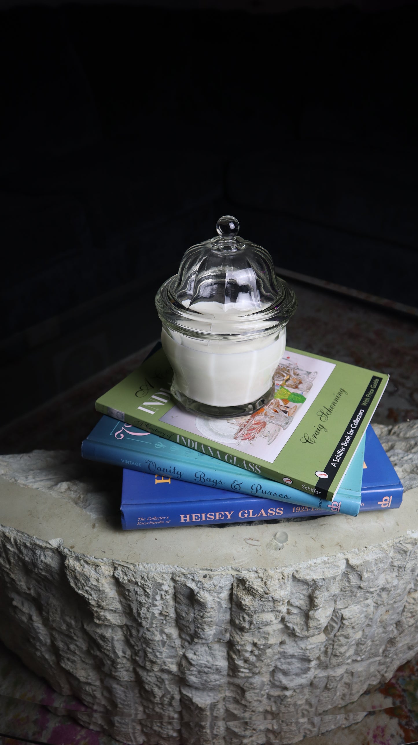 Clear Vintage Glass Lidded Candle
