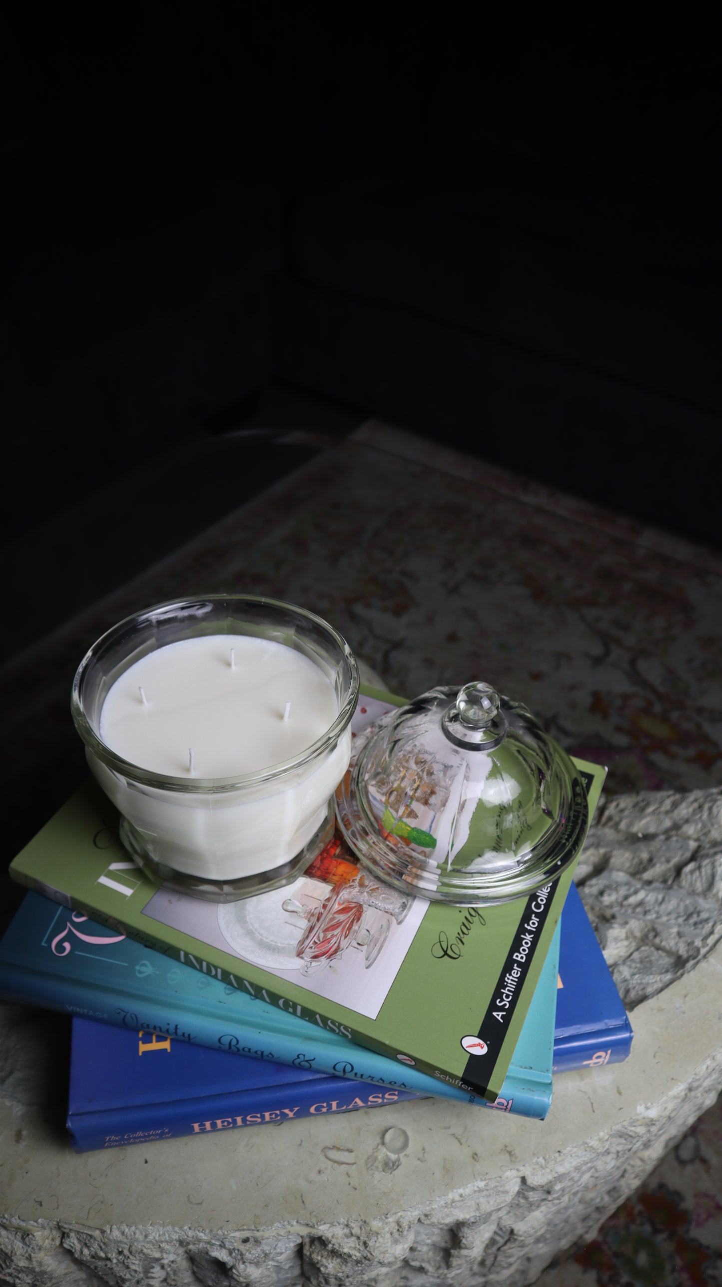 Clear Vintage Glass Lidded Candle