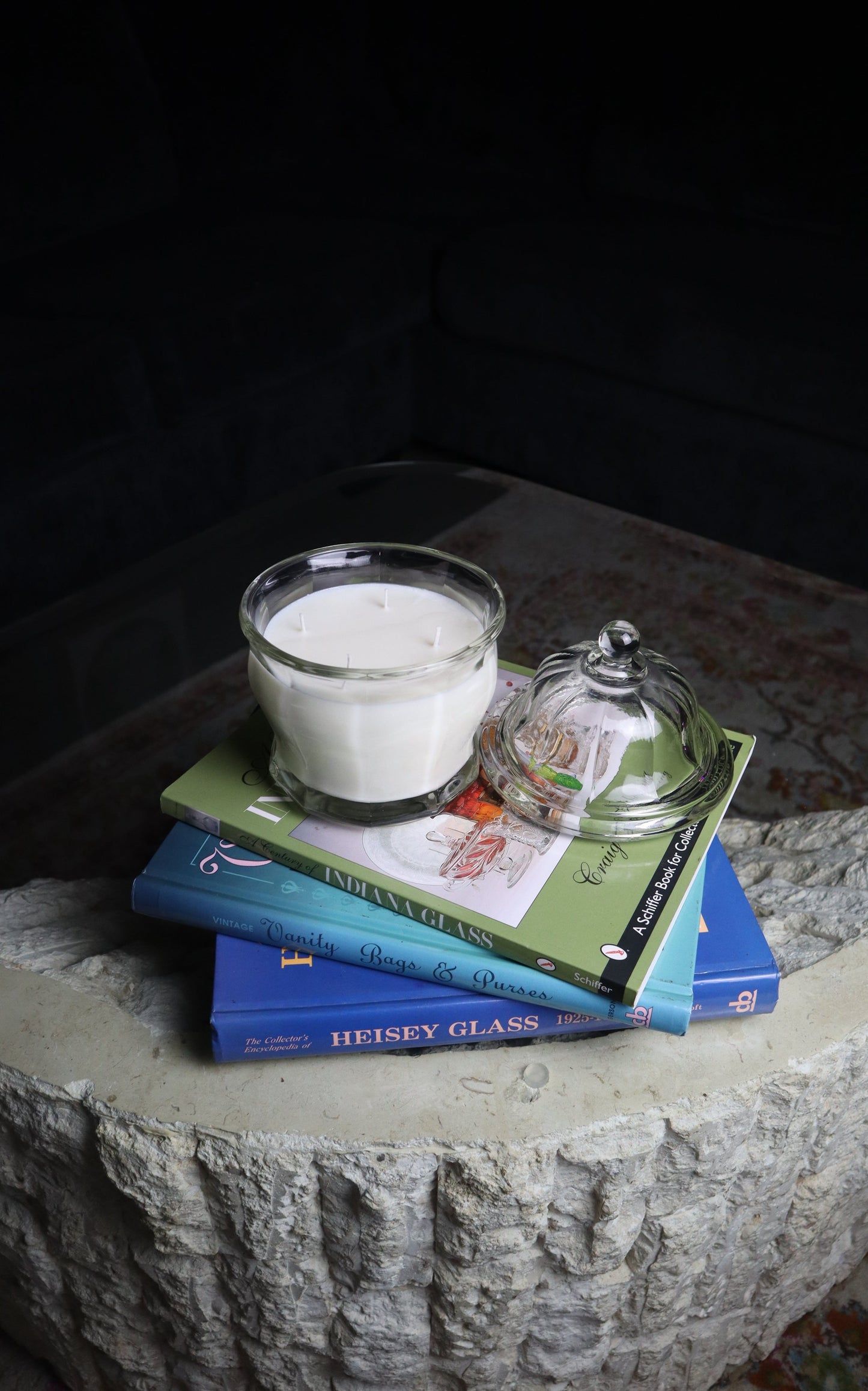 Clear Vintage Glass Lidded Candle