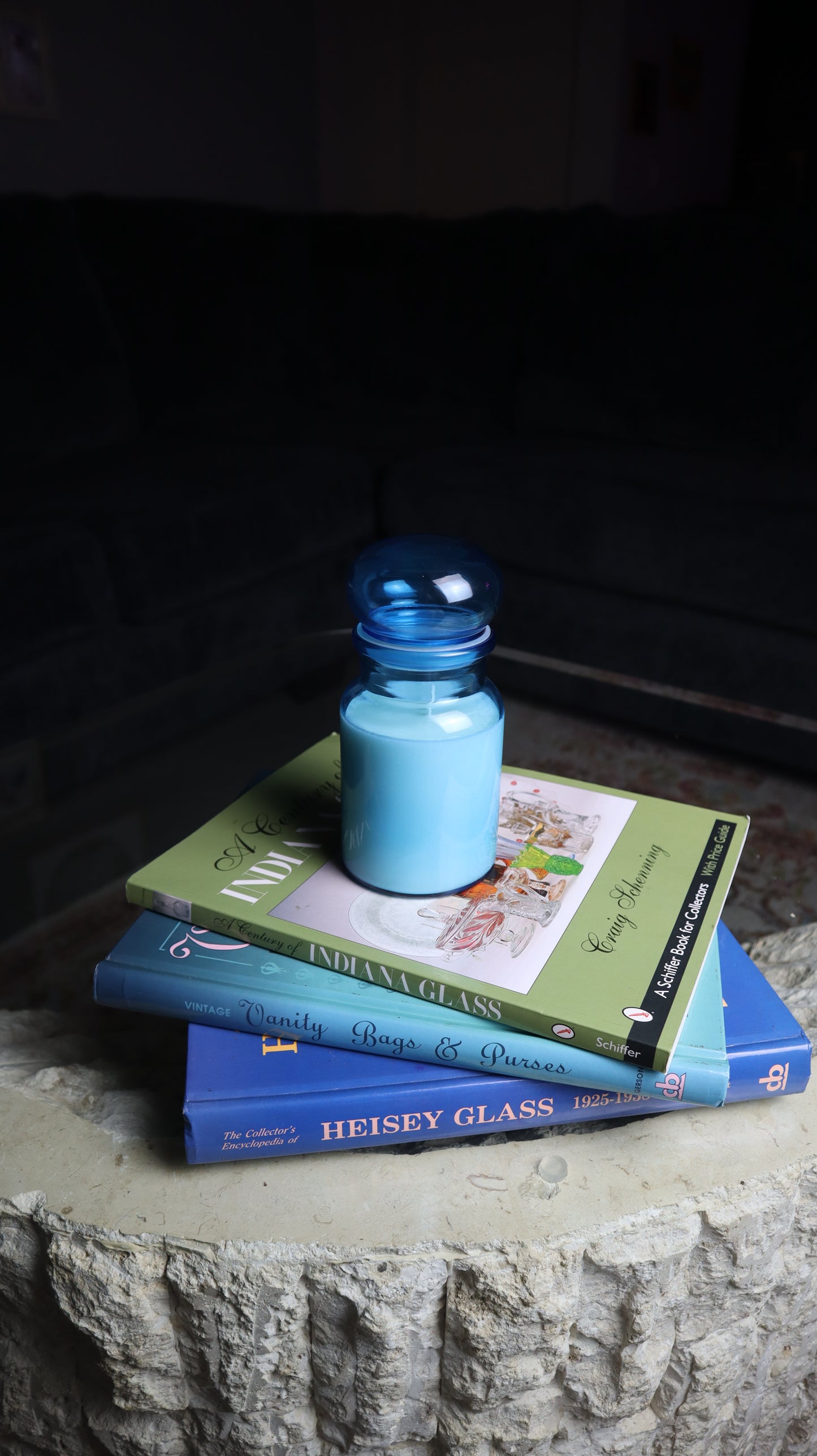 Blue Belgium Apothecary Jar Candle