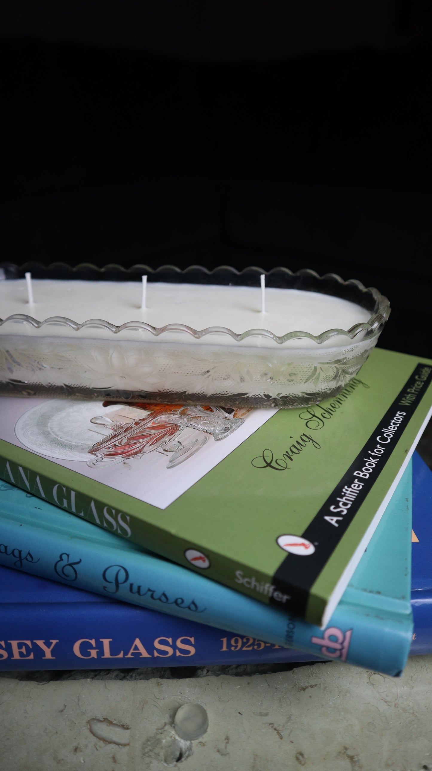 Vintage Clear Serving Dish Candle