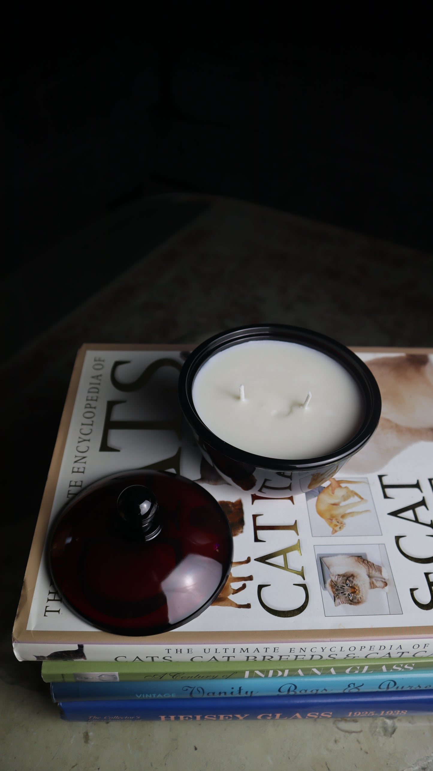 Ruby Red Glass Lidded Bowl Candle