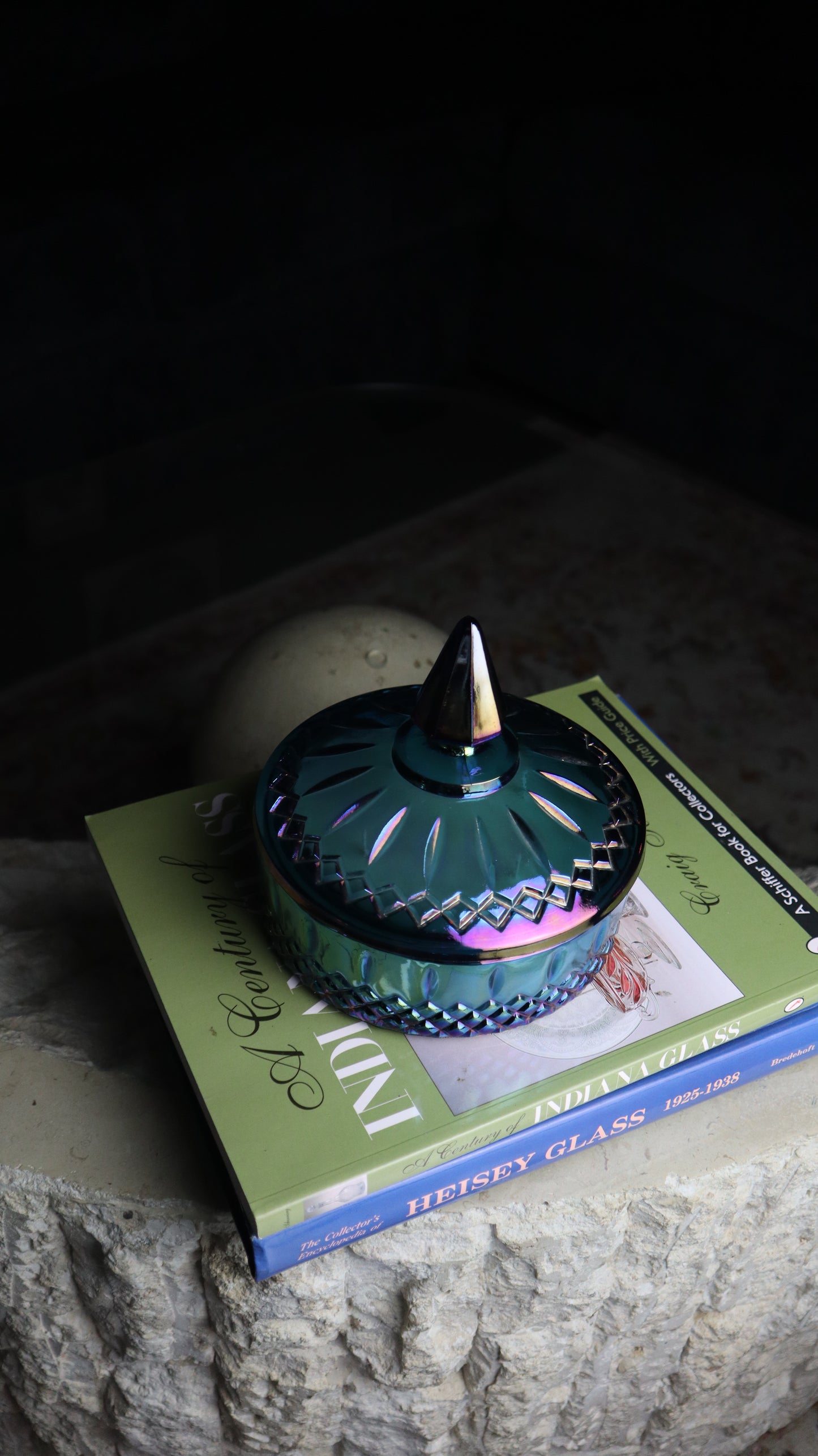 Indiana Glass Princess Blue Carnival Candy Dish Candle