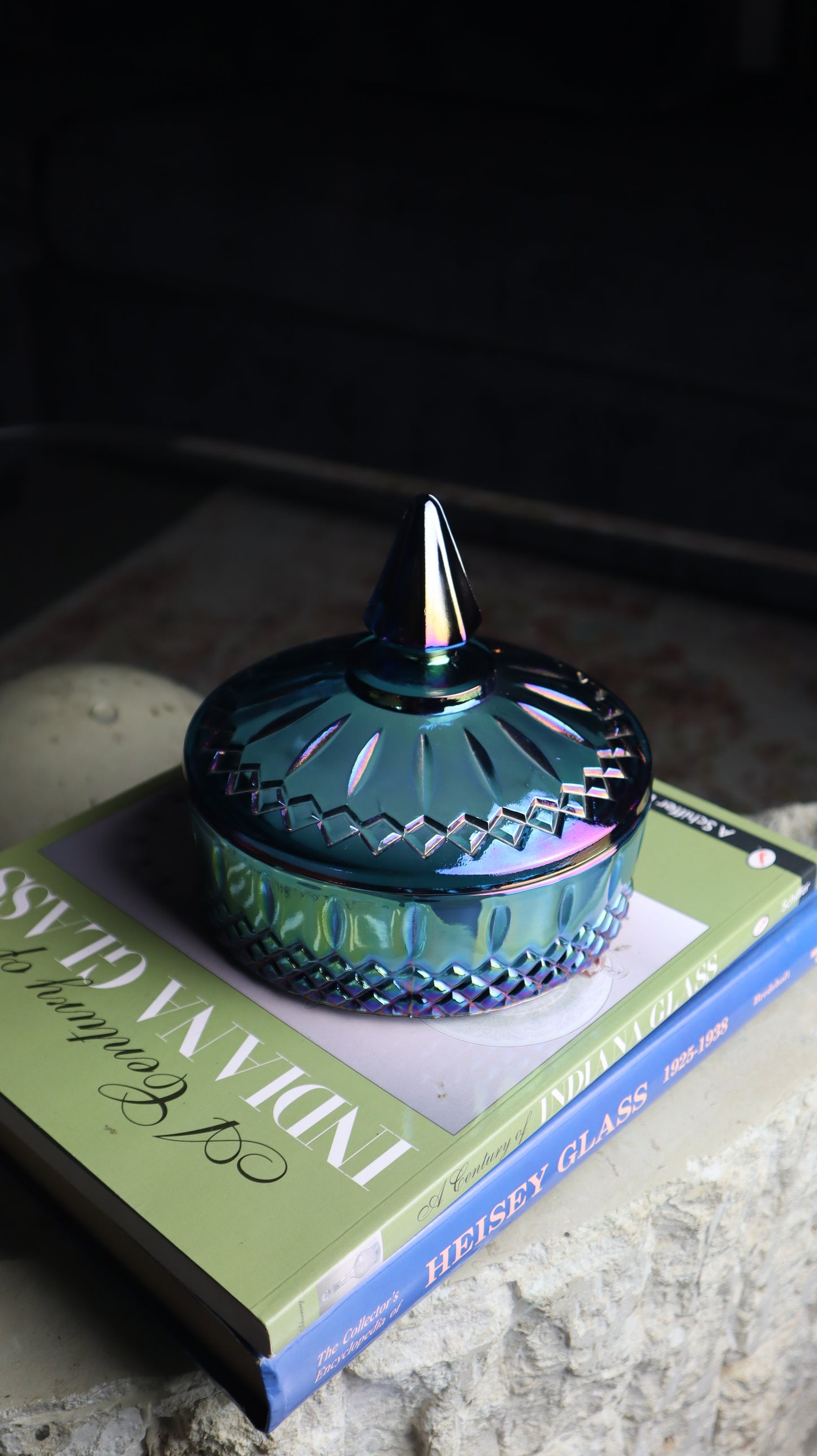 Indiana Glass Princess Blue Carnival Candy Dish Candle