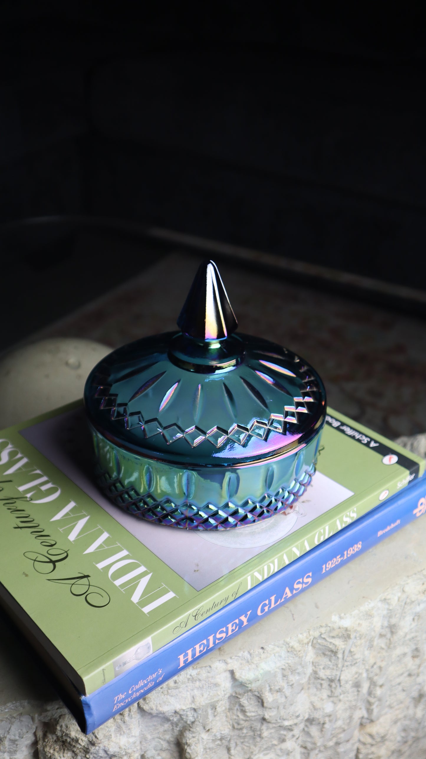 Indiana Glass Princess Blue Carnival Candy Dish Candle