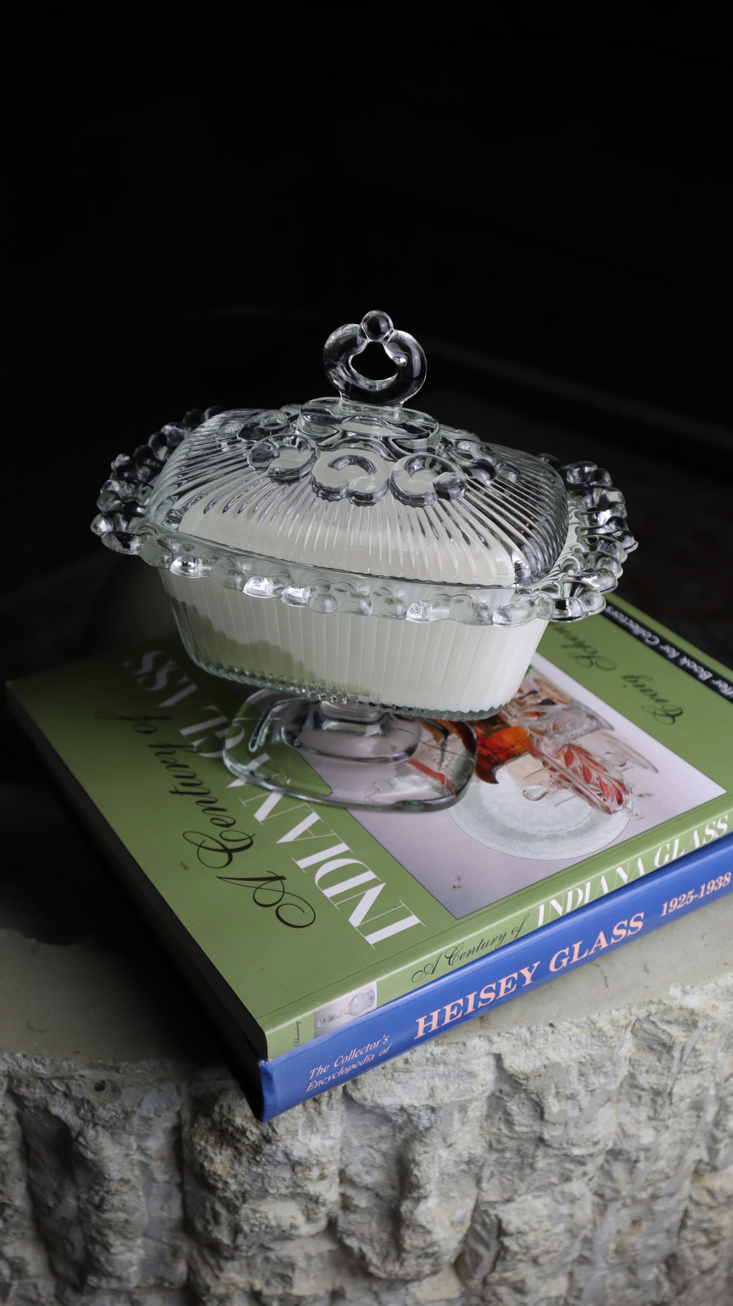 Indiana Glass Clear Ribbed Footed Dish Candle