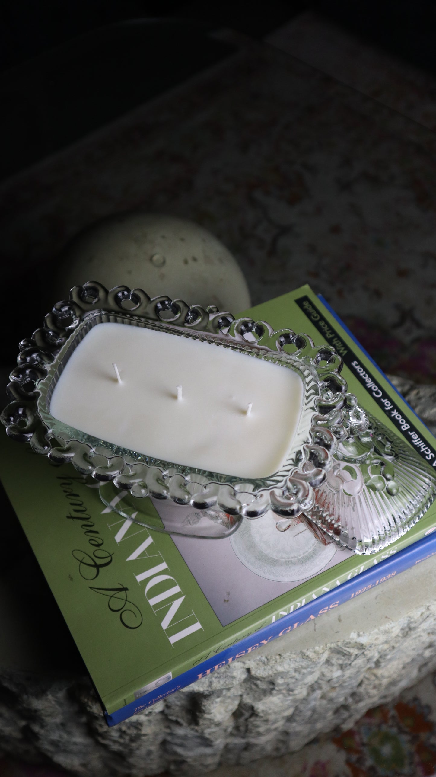 Indiana Glass Clear Ribbed Footed Dish Candle