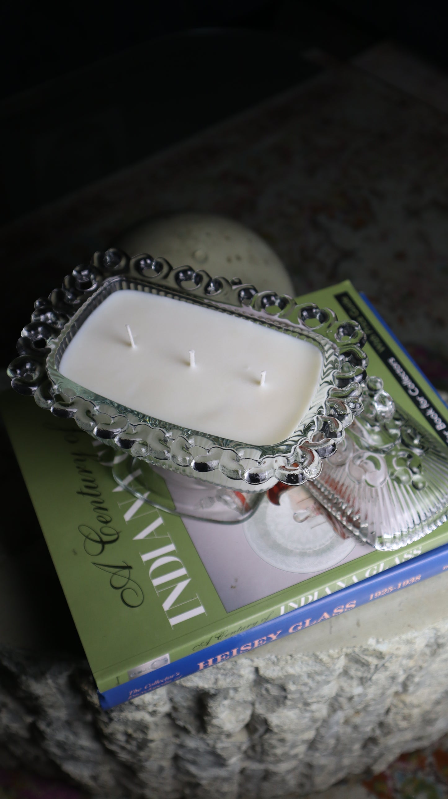 Indiana Glass Clear Ribbed Footed Dish Candle