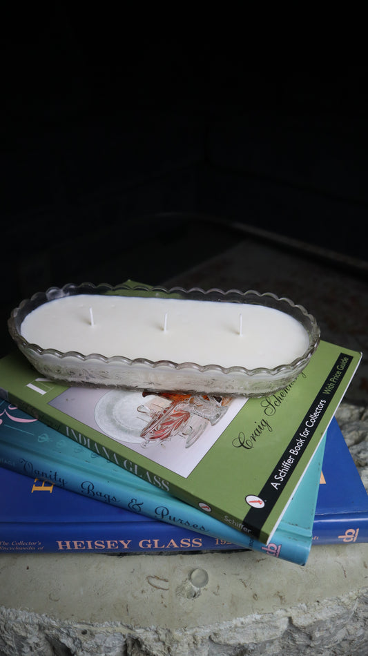 Vintage Clear Serving Dish Candle